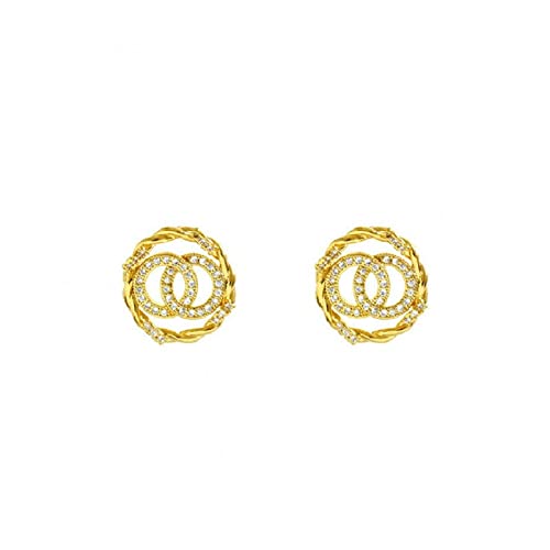 GuldarShop Fashion Simple Crystal Gold Stud Earrings for Women - Elegant Statement Jewelry Accessories | Perfect for Parties, Weddings & Everyday Wear