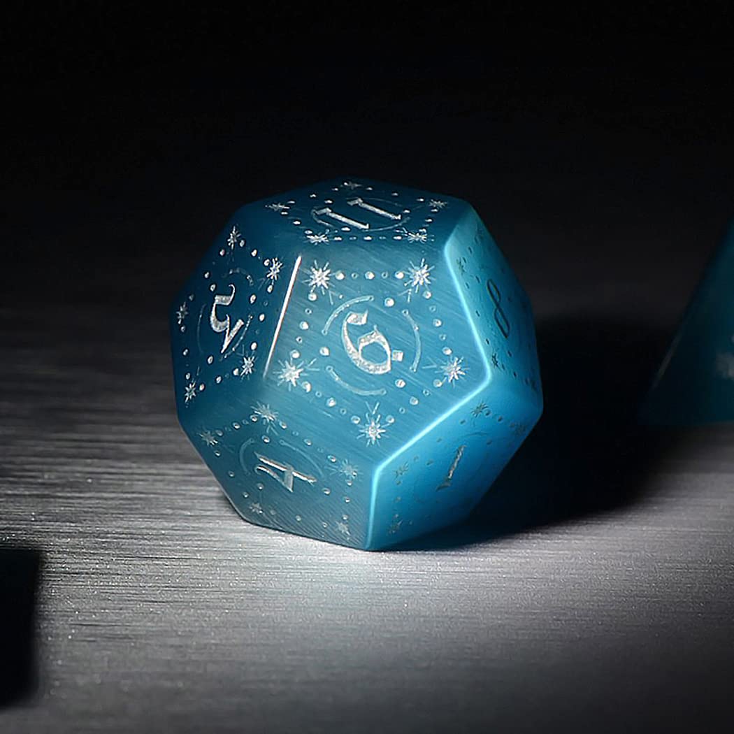 Premium Aqua Blue Opal D&D Dice Set - 7-Piece Polyhedral RPG Dice for Dungeons & Dragons, Pathfinder, TRPG Tabletop Games - Perfect for Adventurers, GMs & Fantasy Role-Playing Enthusiasts