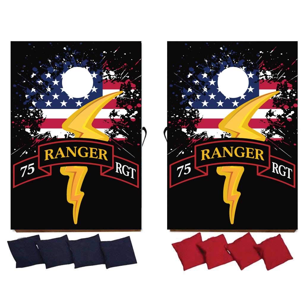 75th Ranger Regiment Cornhole Game Set - Army-Themed Wooden Bag Toss Boards with 8 Bags - Made in USA | Outdoor Party, Tailgating, Backyard BBQ & Military Appreciation Events
