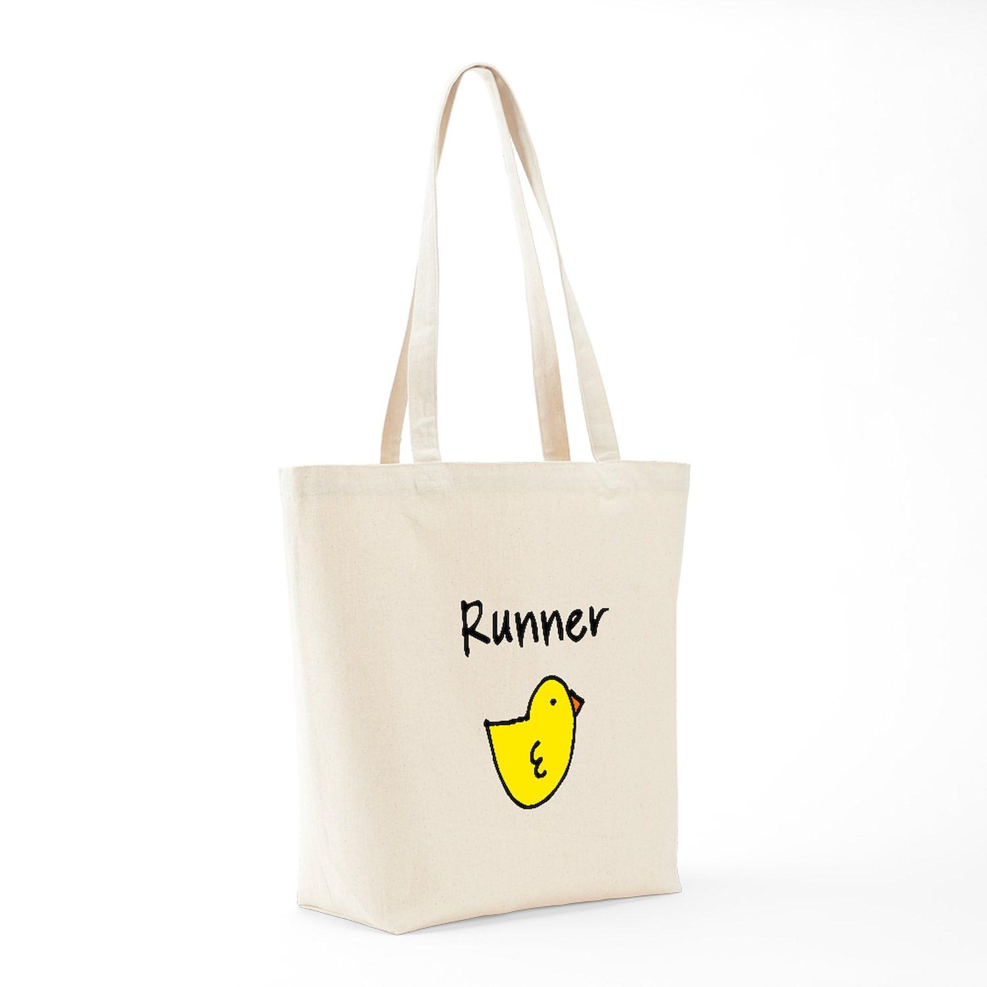 Runner Chick Tote Bag - Natural Canvas Reusable Shopping Bag for Women | Eco-Friendly Grocery Tote | Perfect for Running Errands, Gym, Beach & Farmers Market