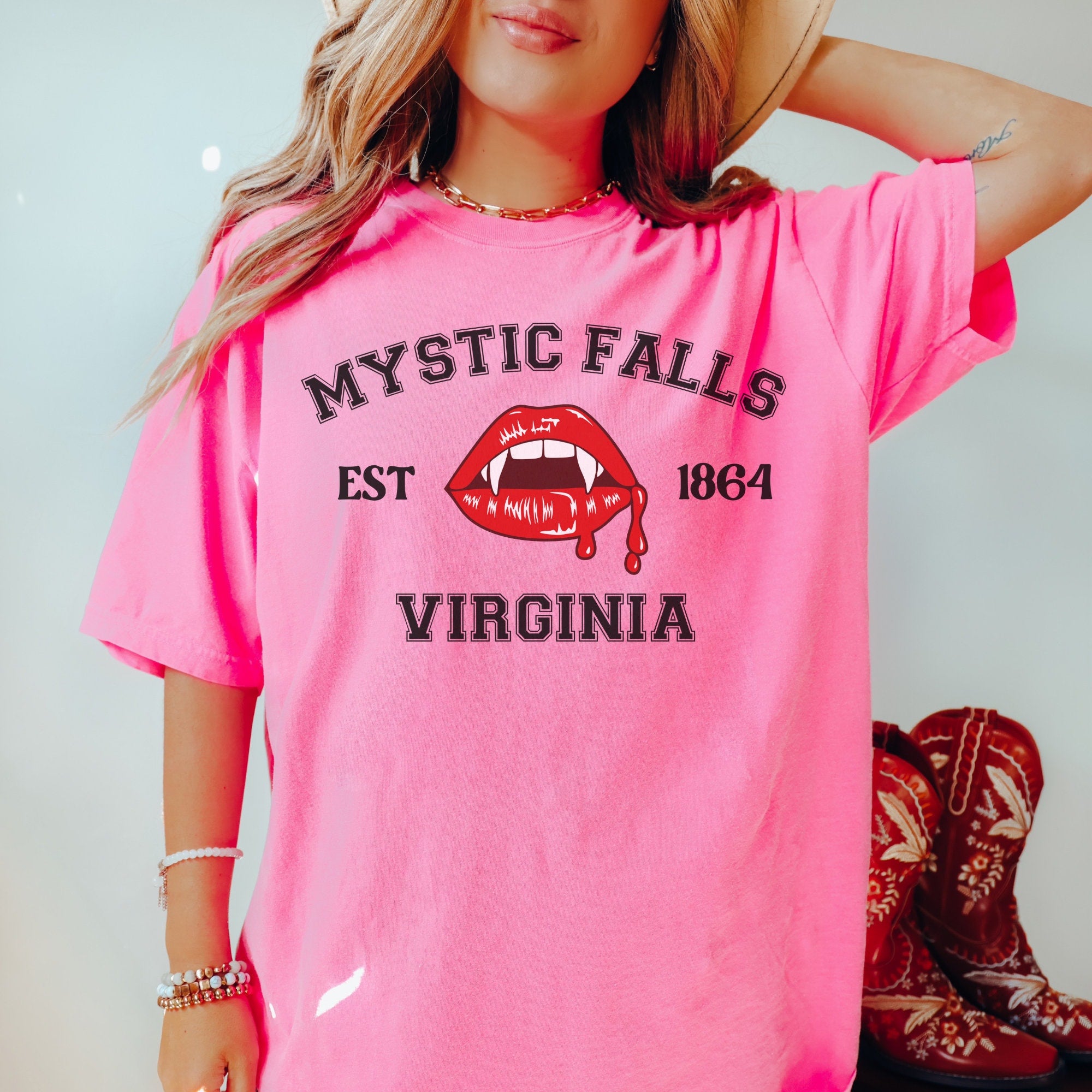 Vampire Diaries TVD Merch - Damon Salvatore & Stefan Salvatore T-Shirt - Mystic Falls Fan Gift - Perfect for Cosplay, Halloween, and TV Show Themed Parties