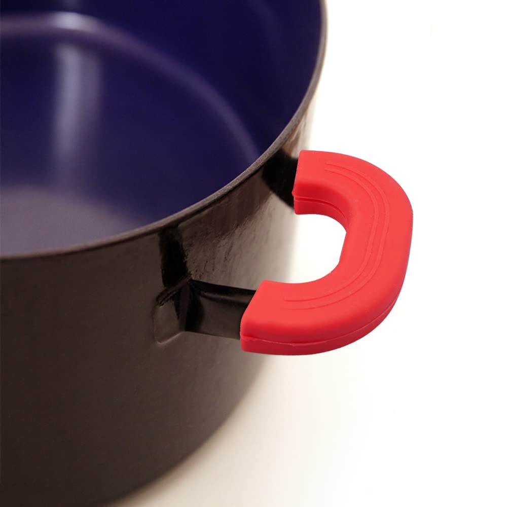 4-Piece Silicone Pot Handle Holders - Heat Resistant Kitchen Grip for Pots, Pans, Woks & Bakeware (Red & Black) - Perfect for Cooking, Baking & Serving Hot Dishes Safely