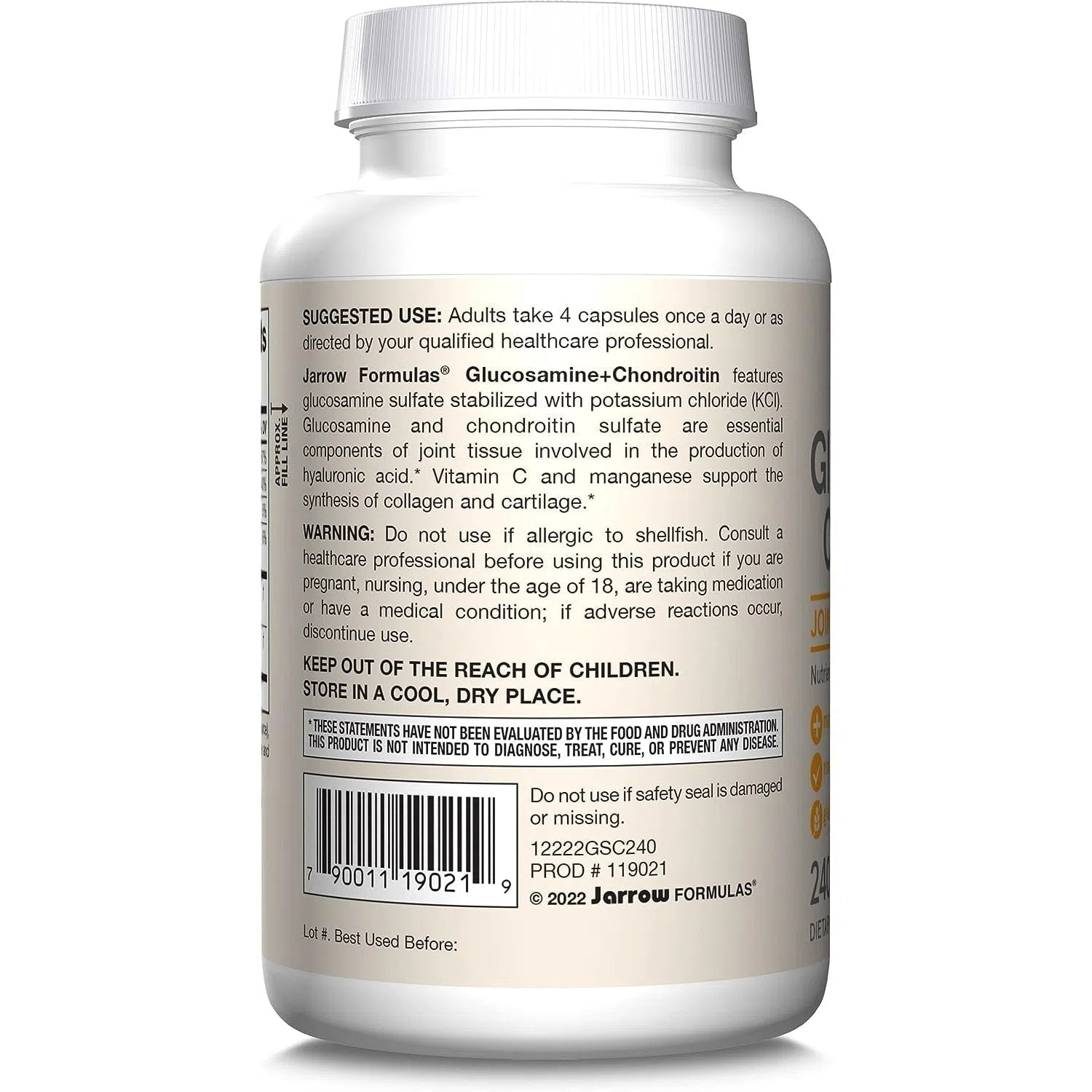 Jarrow Formulas Glucosamine + Chondroitin Supplement for Joint Support - Supports Healthy Cartilage & Mobility - Ideal for Athletes & Active Adults