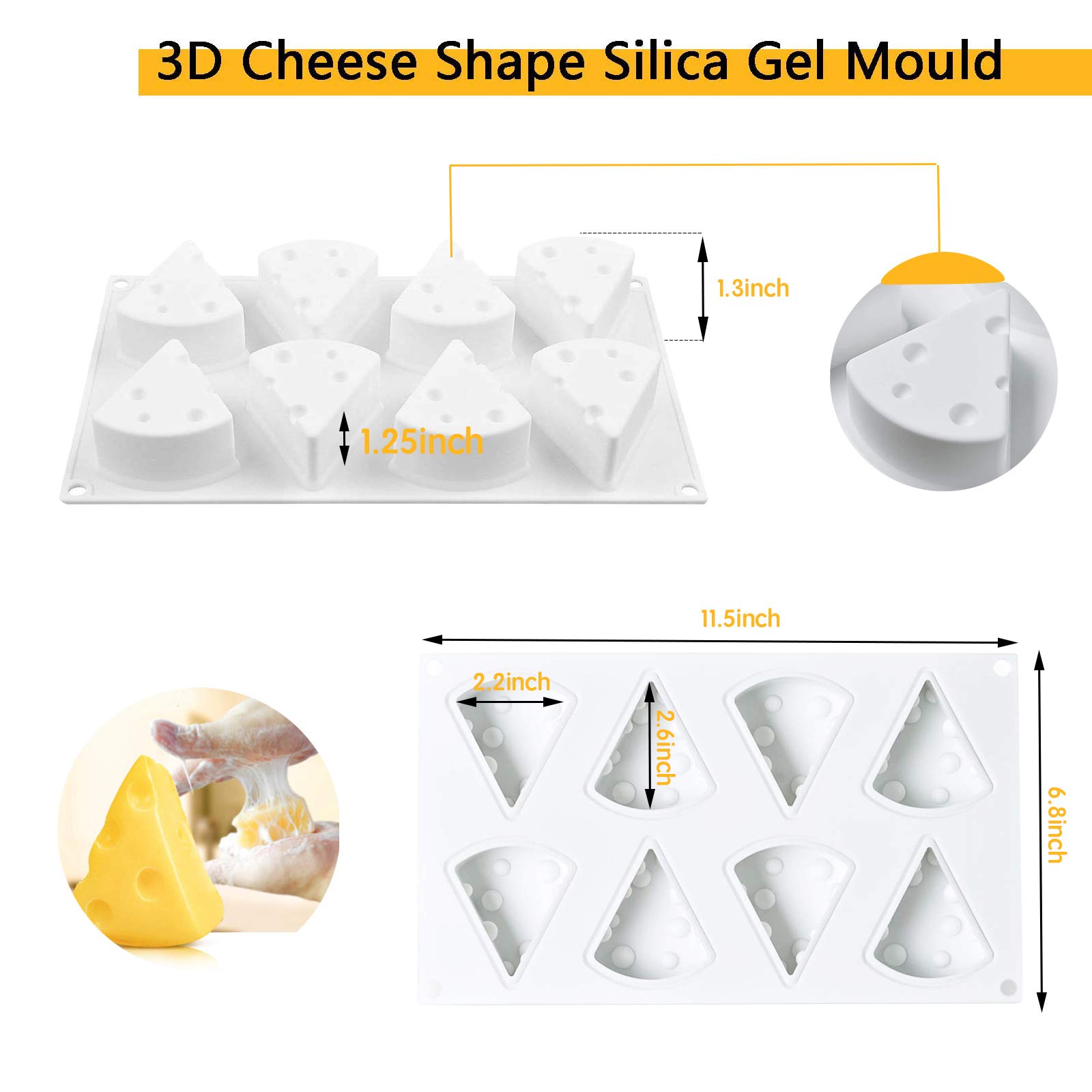 3D Silicone Baking Mold for Mousse Cake, Ice Cream & Chocolate - Cheese Shape Silicone Mold for Pastry, Candy & French Desserts | Perfect for Cake Decoration, Home Baking & Party Treats