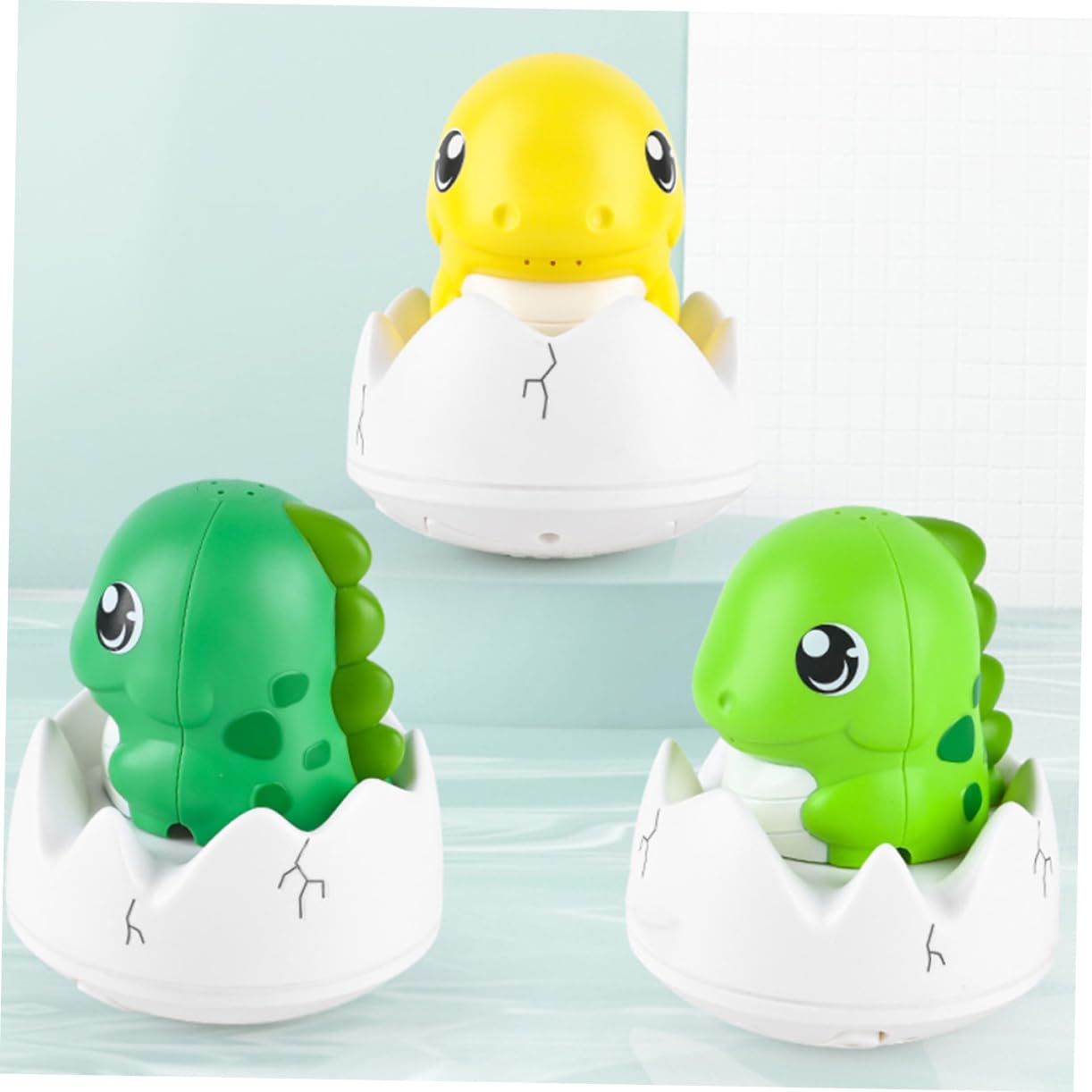 HEMOTON 4 Pack Dinosaur Bath Toys with LED Lights - 1200mAh Rechargeable Battery, Fun Bathtub Toys for Kids Toddlers - Perfect for Bath Time Play, Sensory Development & Pool Party Favors