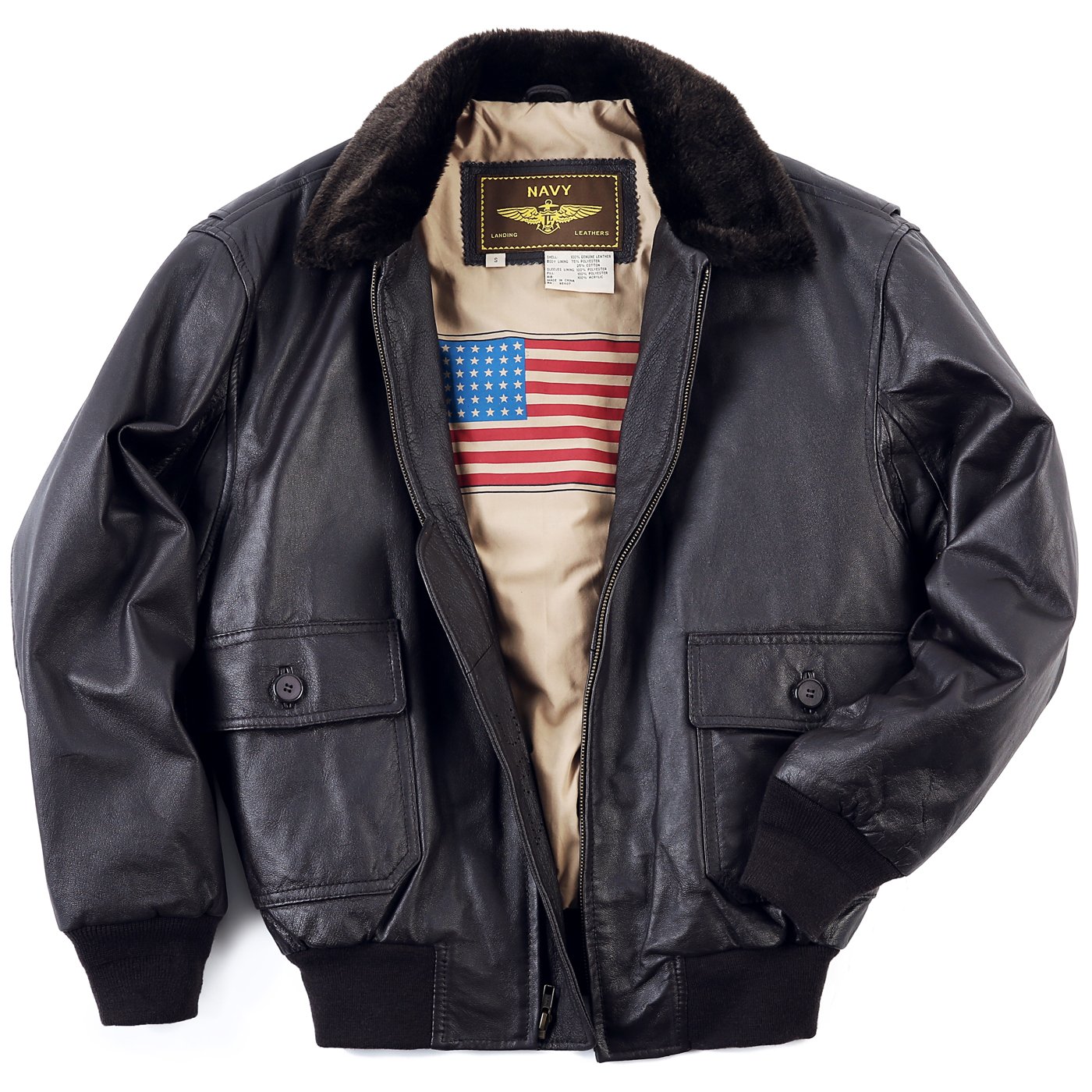 Premium Men's Navy G-1 Leather Flight Bomber Jacket - Genuine Leather Aviator Jacket for Men (Regular & Big & Tall Sizes) - Ideal for Pilots, Motorcycle Riders & Winter Fashion