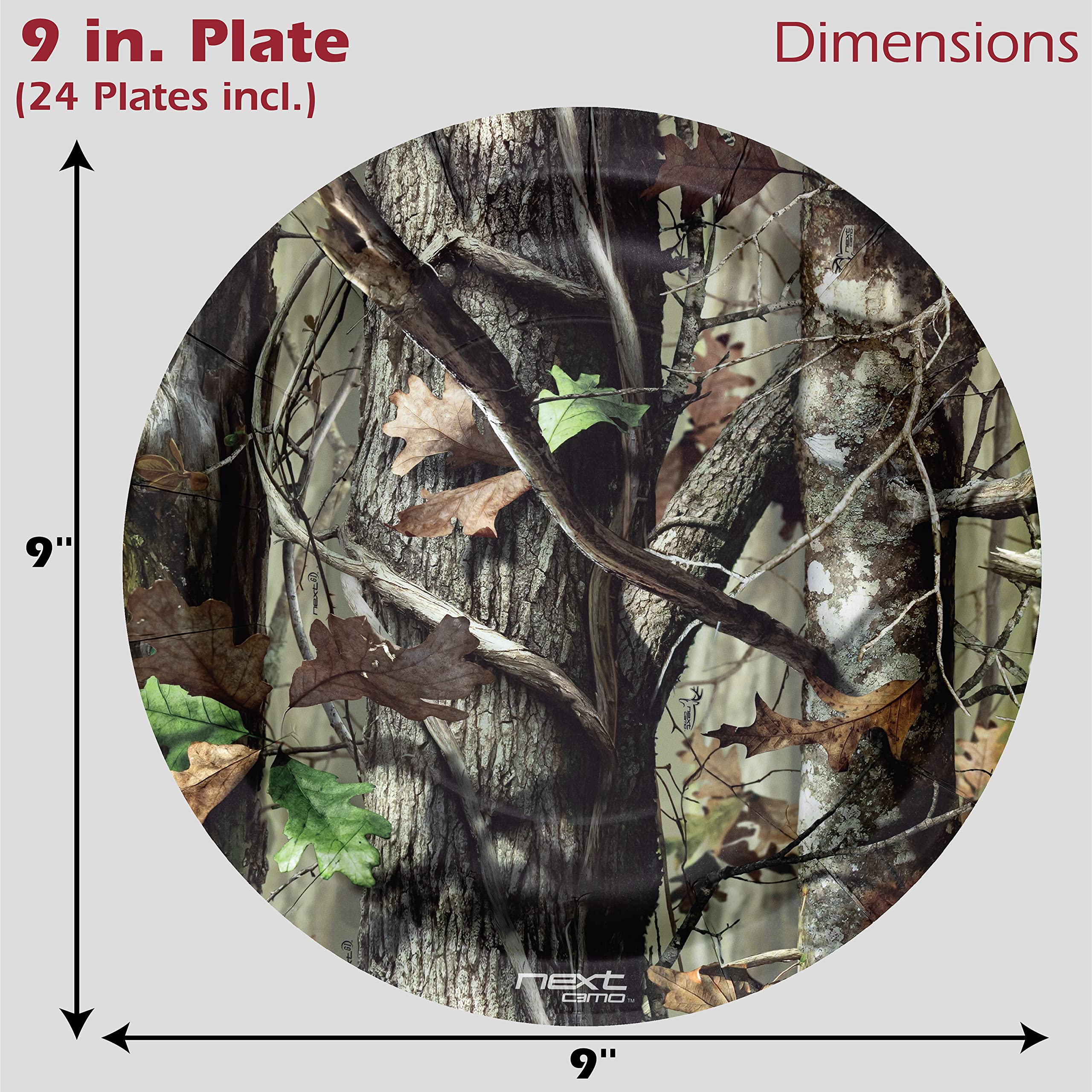 9 Disposable Camouflage Paper Plates (24 Pack) - Camo Party Plates for Hunting, Birthday, Picnic & Outdoor Events - Perfect for Hunter Themed Parties, Camping Trips & BBQ Gatherings