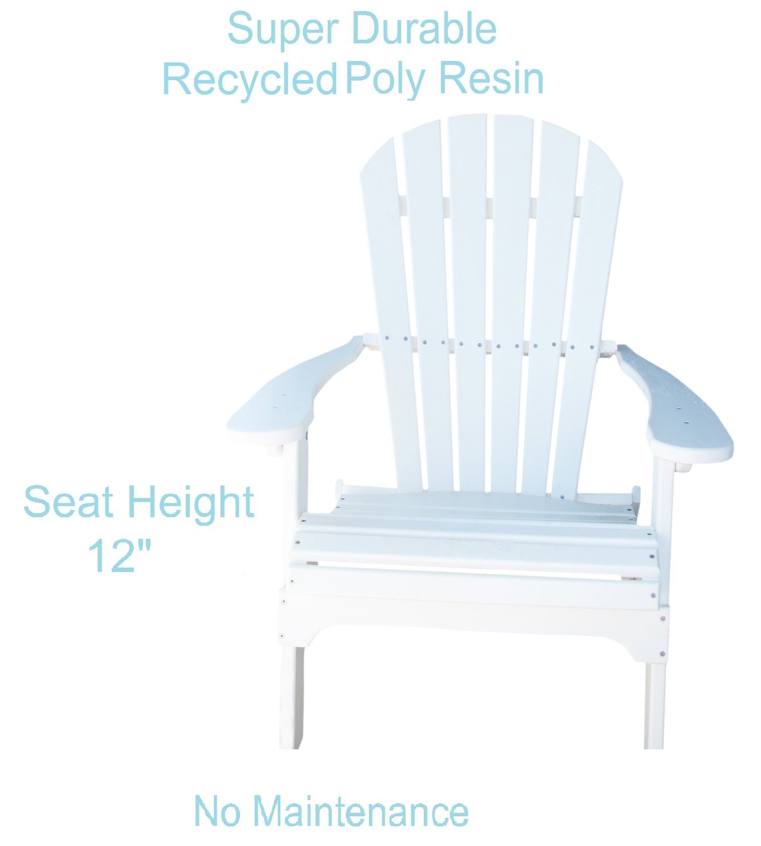 Phat Tommy Foldable Adirondack Chair - Heavy Duty HDPE Recycled Plastic Folding Outdoor Chair - All Weather White Patio Furniture for Deck, Porch, Garden, Poolside & Beach Relaxation
