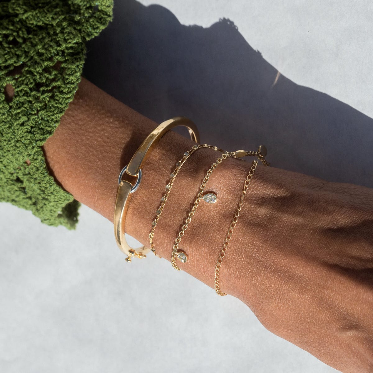 Elegant Three Chain Sparkle Bracelet for Women - Gold & Silver Layered Bracelet Set - Perfect for Parties, Weddings & Everyday Wear