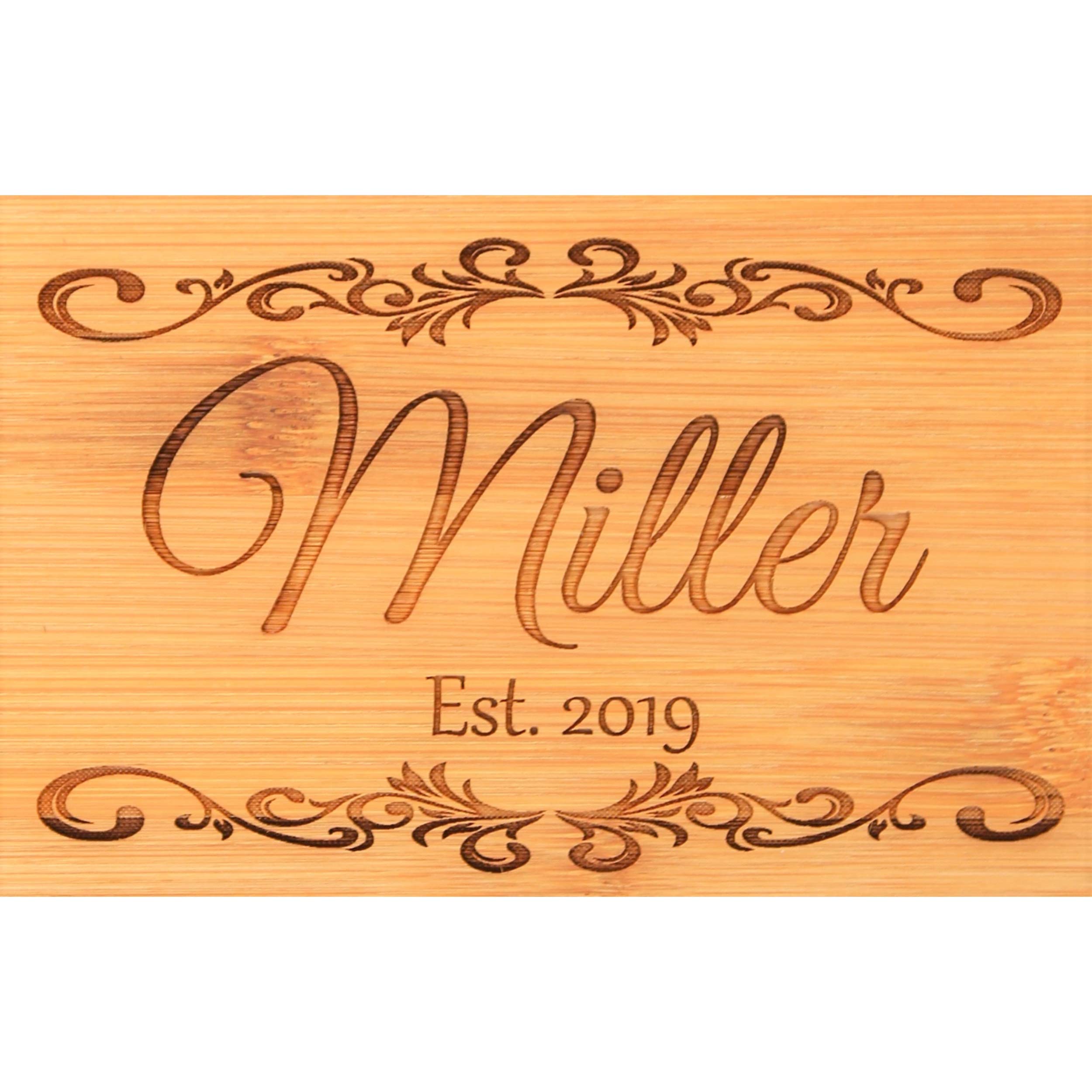 Personalized Engraved Bamboo Cutting Board - Custom Wooden Kitchen Gift for Mom, Wife, Anniversary (13.5