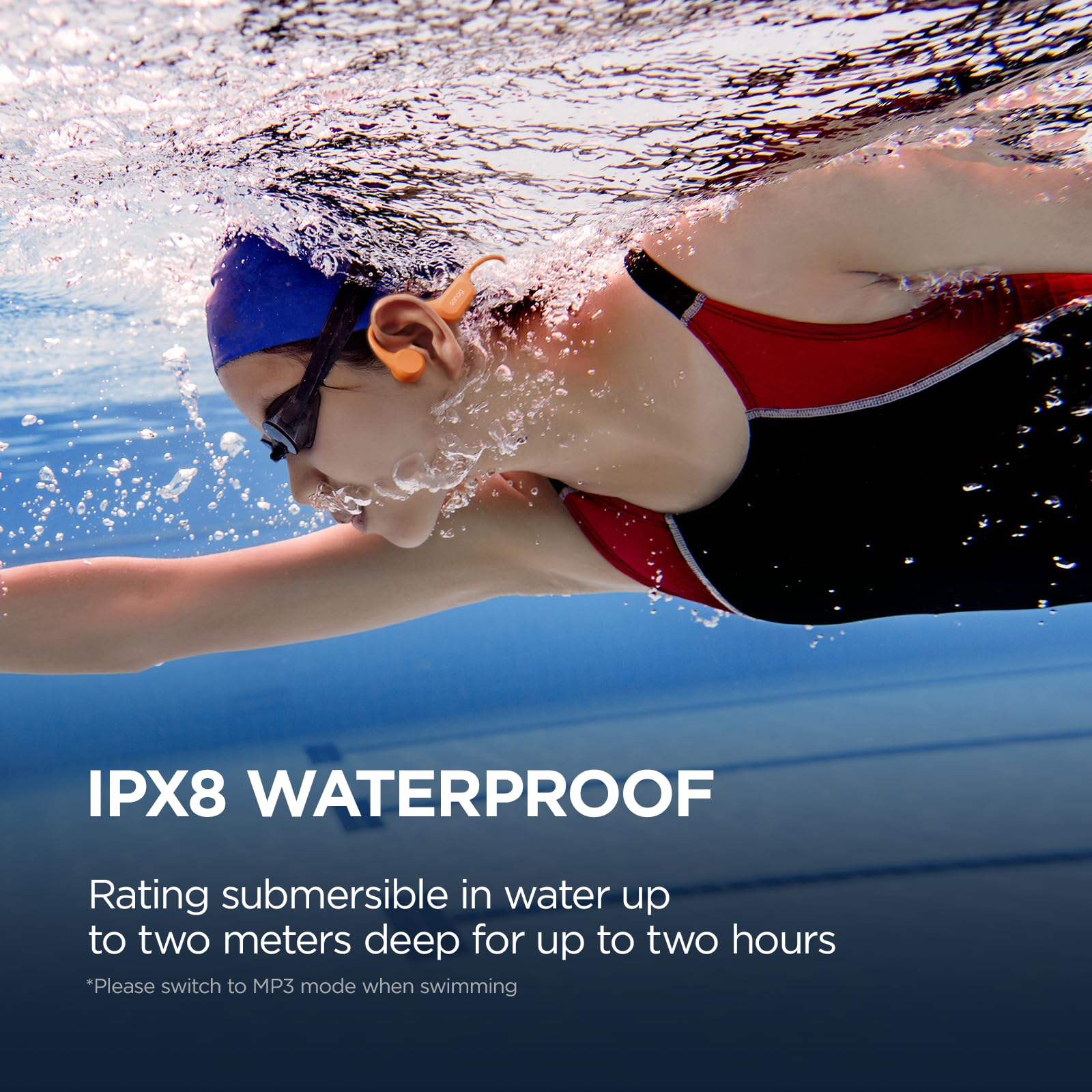 Sanag IPX8 Waterproof Bone Conduction Headphones with Built-in MP3 Player 64GB - Bluetooth 5.3 Open Ear Wireless Headset with Mic for Swimming, Running, Cycling & Workouts - Sweatproof Sports Earphones for Active Lifestyle