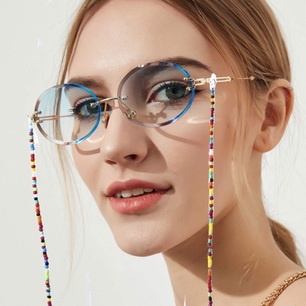 Jovono Stylish Beaded Eyeglass Chain & Mask Holder - Adjustable Eyewear Lanyard for Women | Perfect for Reading Glasses, Sunglasses & Face Masks (Office, Travel, Daily Use)