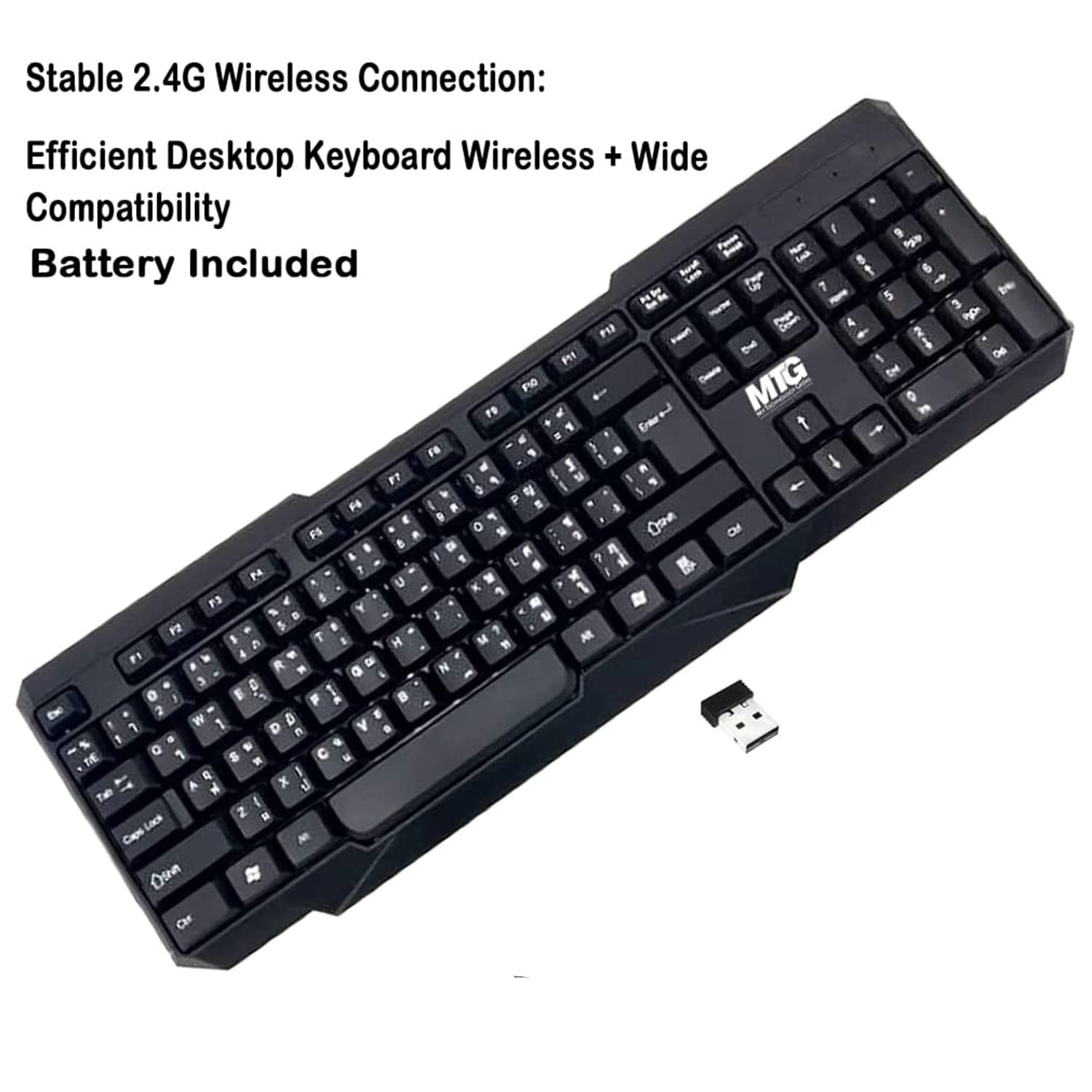 MTG Wireless Keyboard for Windows, Linux & Mac - 2.4GHz USB Receiver, Waterproof, 114 Keys Compact Design - Black (10-Pack) | Perfect for Office, Gaming & Home PC/Laptop Use