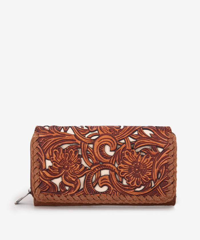 Trinity Ranch Genuine Leather Tooled Tote Bag - Western Style Handbag for Women, Perfect for Work, Travel and Everyday Use