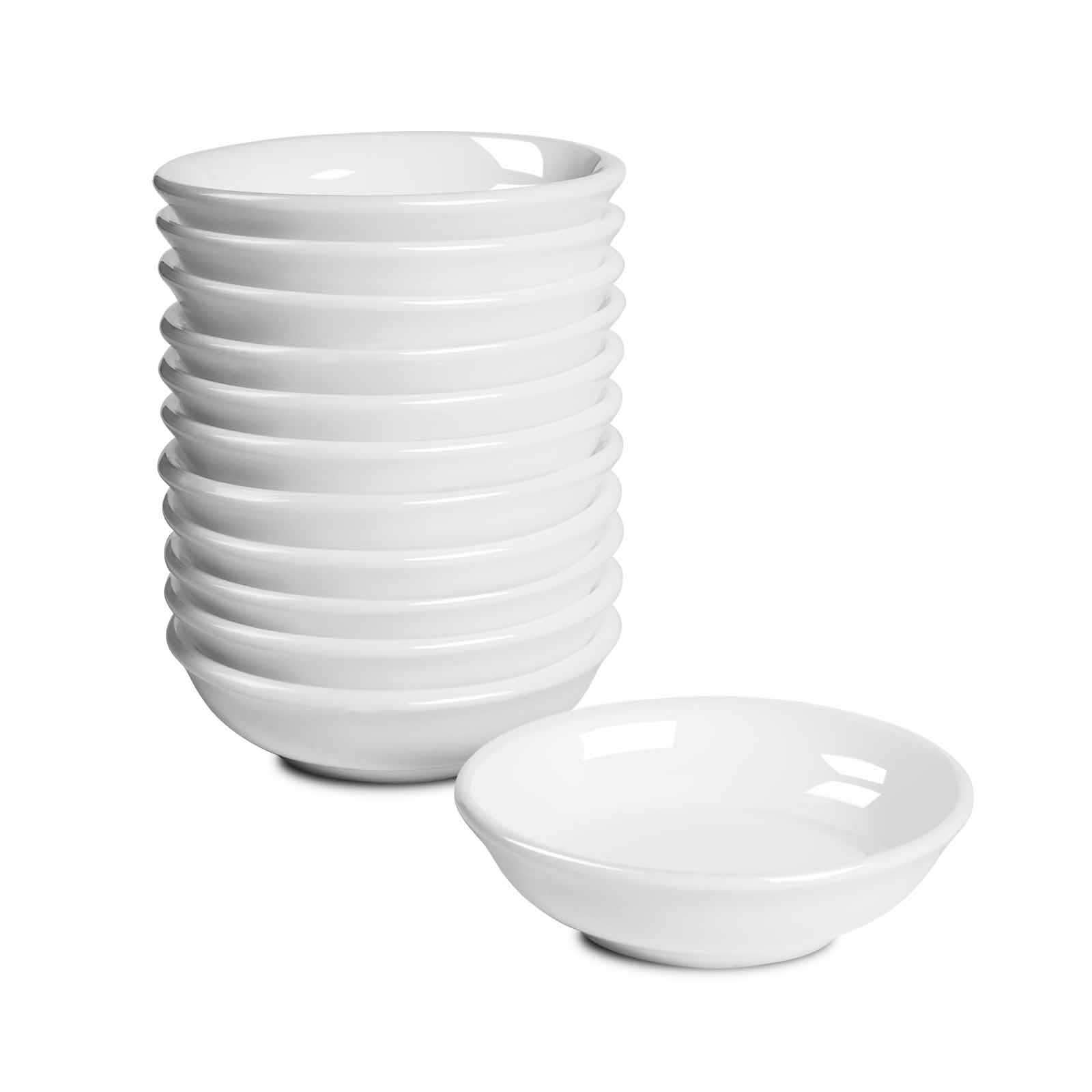 Delling 10-Inch Durable Porcelain Dinner Plates Set of 4 with 12-Piece Dipping Bowls - Elegant Tableware for Restaurants, Weddings & Family Dining