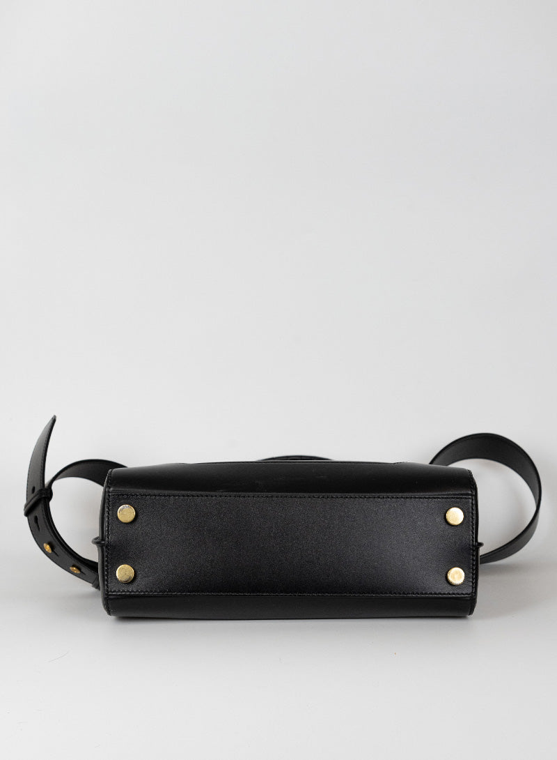 Balmain Black Leather Rectangular Handbag for Women - Luxury Designer Shoulder Bag for Work, Travel & Evening Events