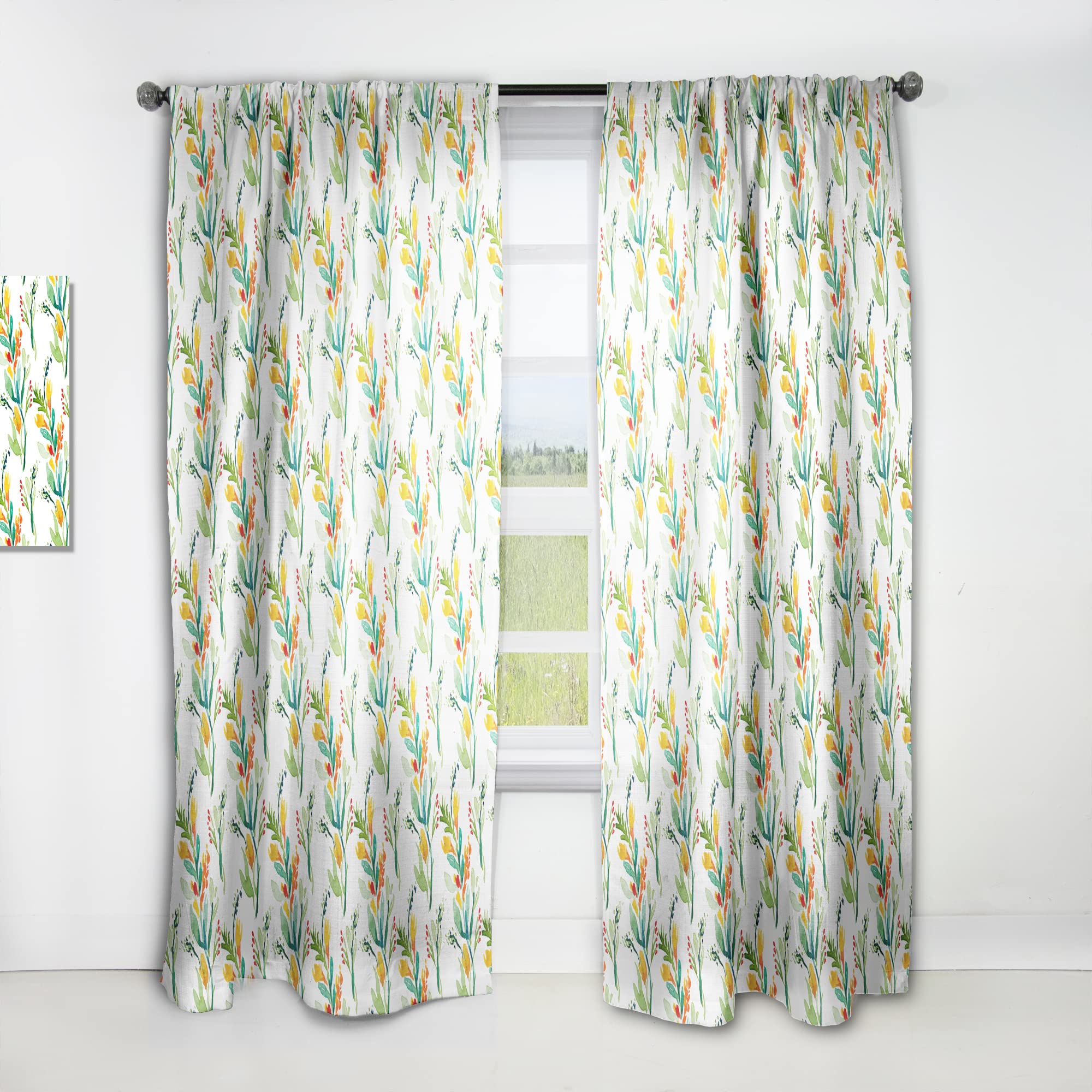 DesignQ Watercolor Floral Curtains - Thermal Insulated Single Panel (52x120) for Bedroom & Living Room - Elegant Home Decor & Window Treatment for Cozy Spaces