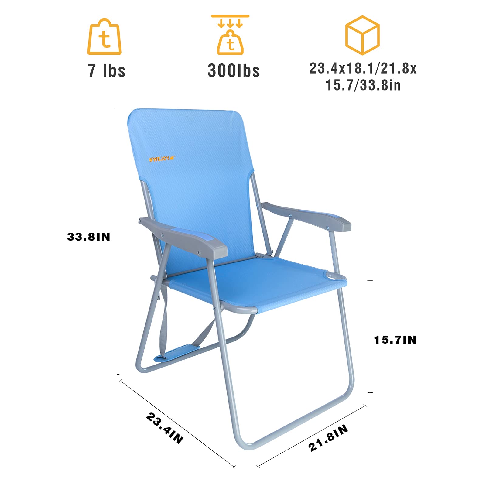 WEJOY Portable Beach Chair - Lightweight Foldable High Back Camping Chair with Shoulder Strap for Outdoor Activities, Supports 300lbs - Perfect for Camping, Hiking, Picnics, Fishing and Beach Relaxation