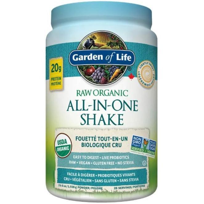 Garden of Life Raw Organic All In One Shake - Lightly Sweetened Vanilla Protein Powder (1038g) | Meal Replacement & Post-Workout Recovery for Men & Women