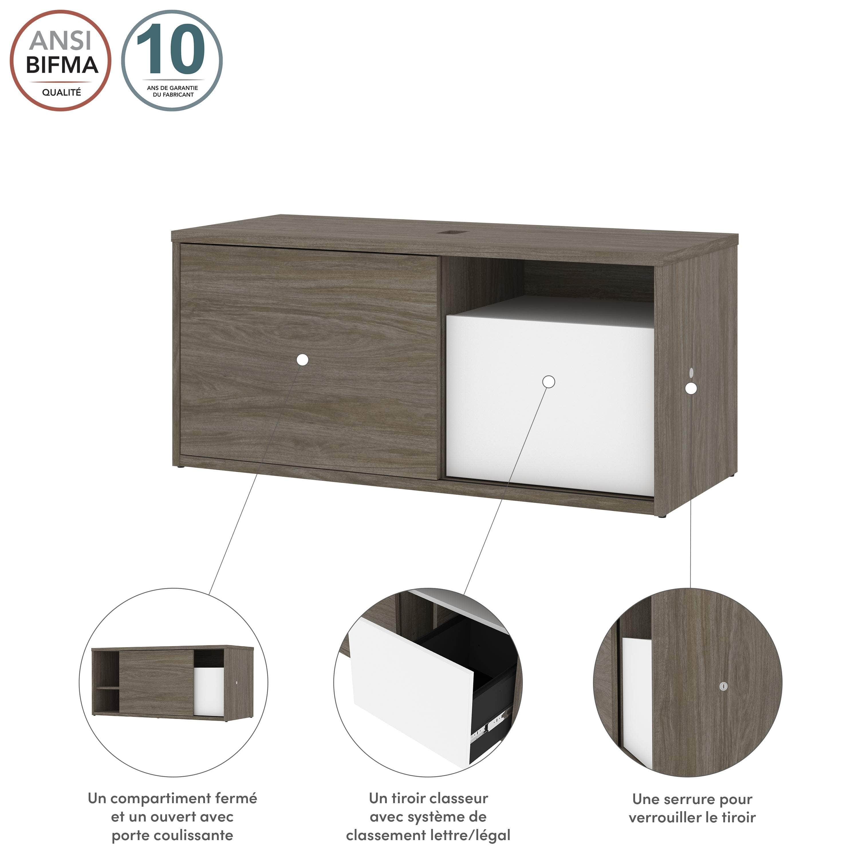 Pro Vega 47W Modern Wooden Credenza with Storage - 2 Color Options (Walnut & White) - Perfect for Living Room, Bedroom or Home Office Furniture
