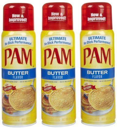 PAM Butter Flavor Cooking Spray, 5 oz (Pack of 3) - Non-Stick Baking & Frying Spray for Pans, Grills & Bakeware - Perfect for Pancakes, Waffles & Cookies