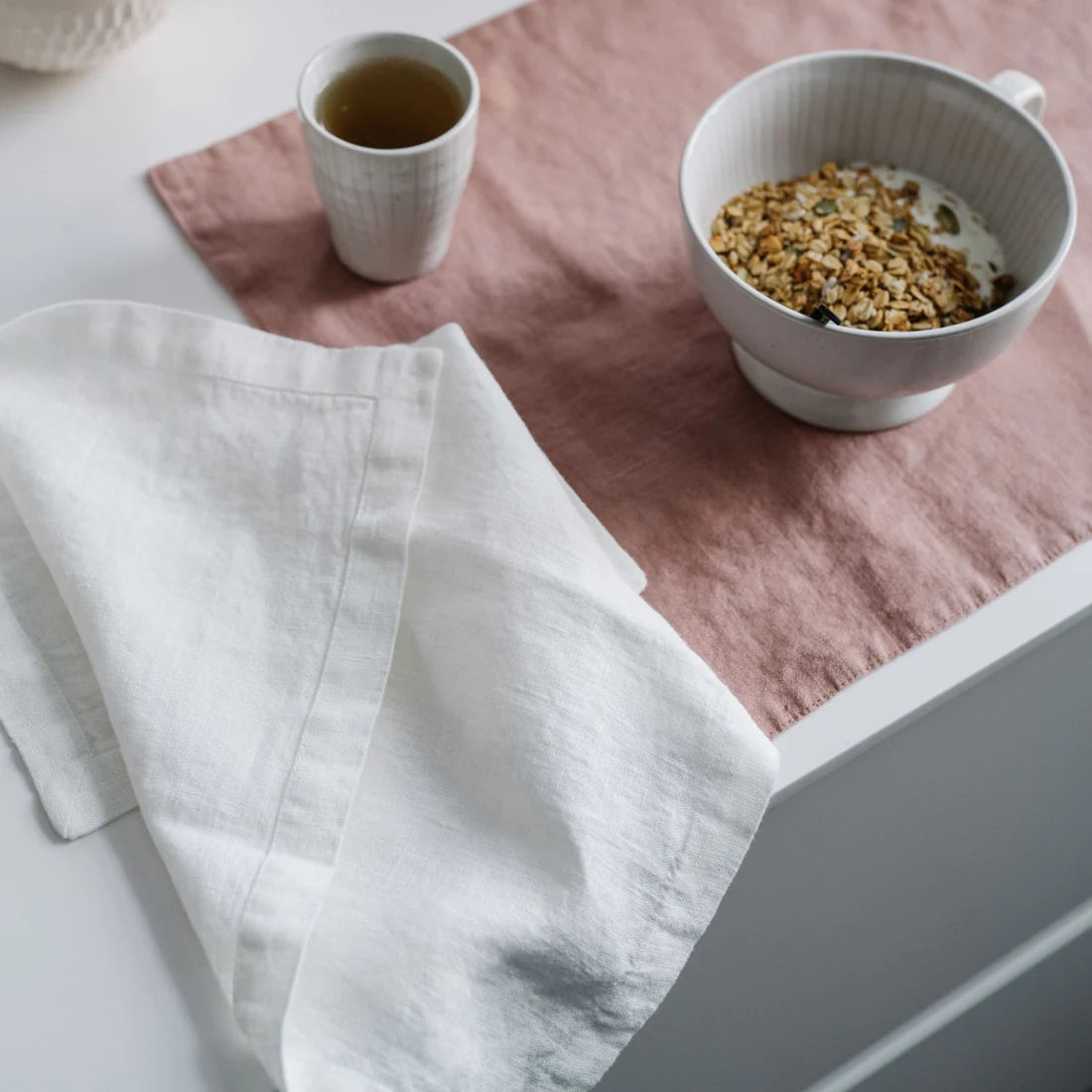 Premium Linen Napkins Set of 2 - Soft Warm White Hemmed Table Linens for Fine Dining, Wedding, and Everyday Elegance