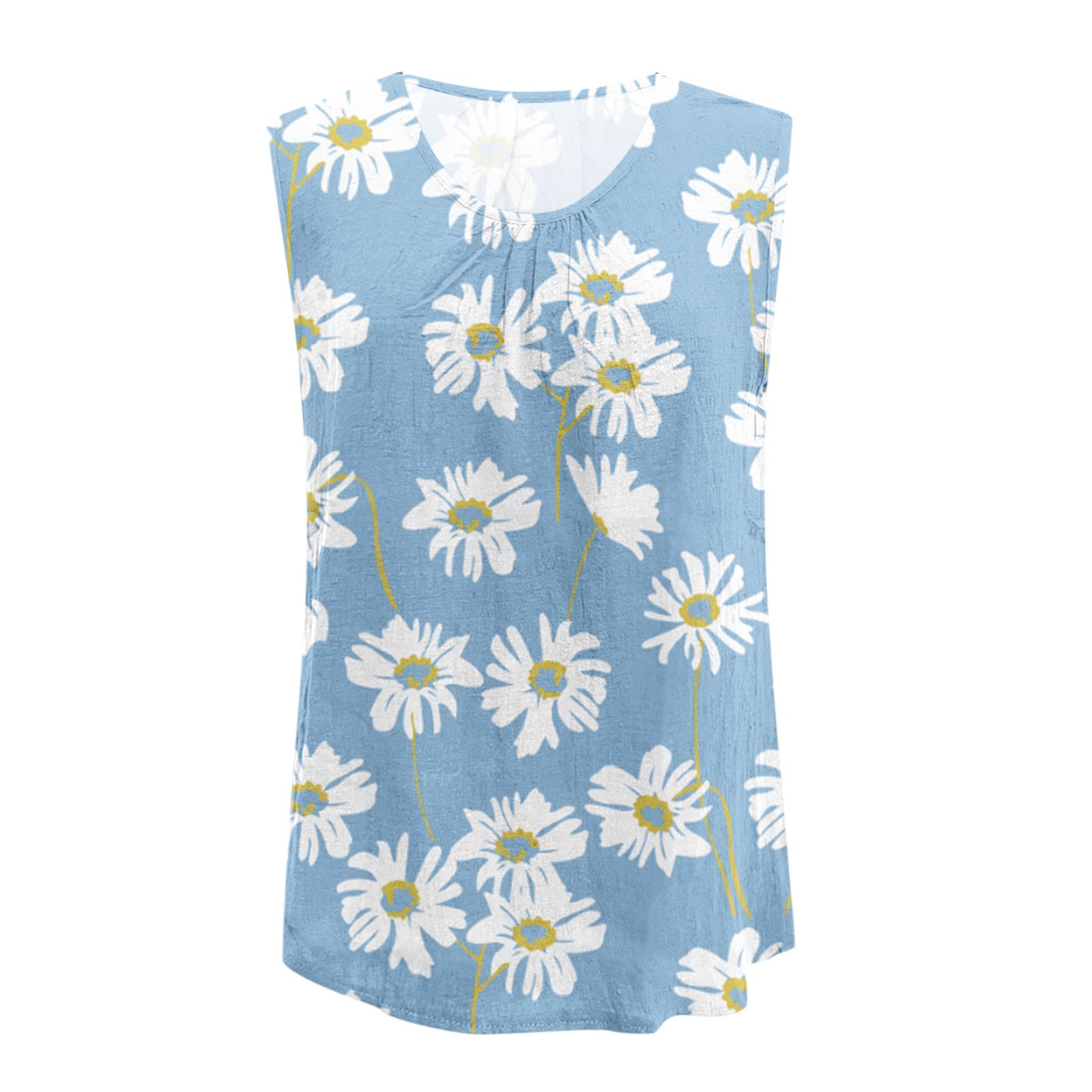 Ylioge Women's Lightweight Comfortable Chiffon Shirt - Casual Crewneck Loose Sleeveless Blouse Top for Summer, Work & Vacation Outfits