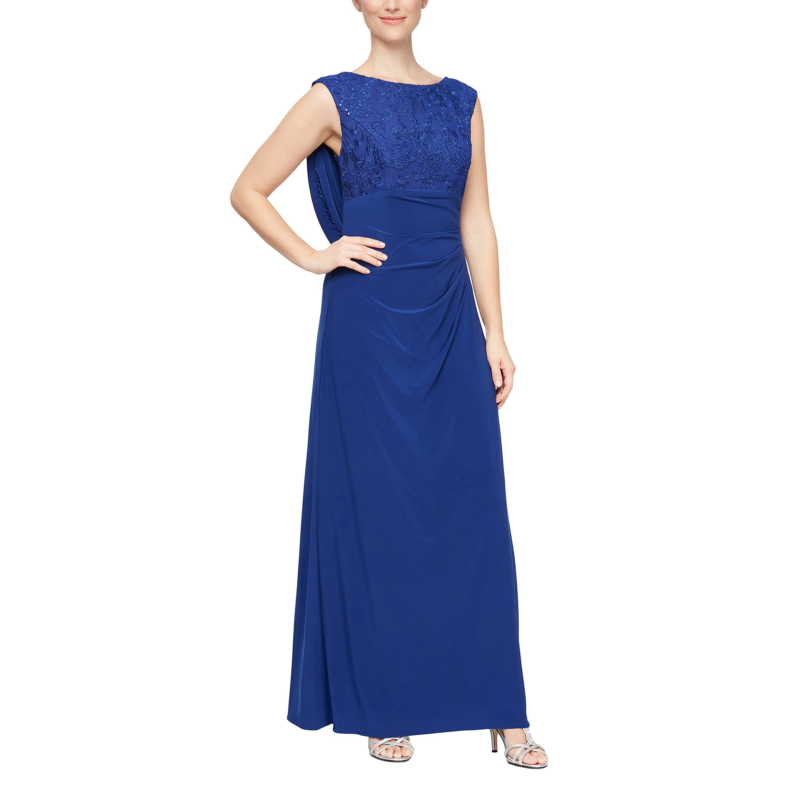 Alex Evenings Women's Long Cowl Back Mother of The Bride Dress - Elegant Formal Evening Gown for Weddings, Parties & Special Occasions (Petite & Regular Sizes) | Perfect for Bridal Showers, Receptions & Black Tie Events