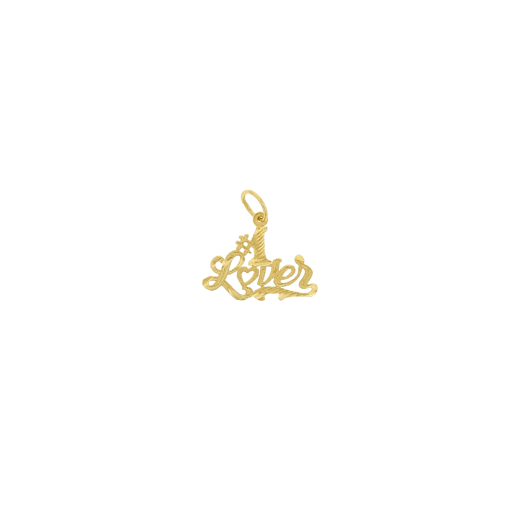 14k Yellow Gold Diamond-Cut Love Pendant Necklace - Romantic Gift for Her, Perfect for Anniversaries & Valentine's Day