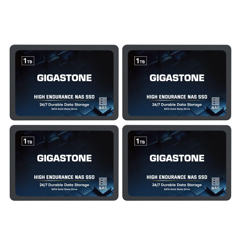 Gigastone 1TB NAS SSD Drive (4-Pack) - 24/7 Durable TLC High Endurance RAID Data Storage - 2.5