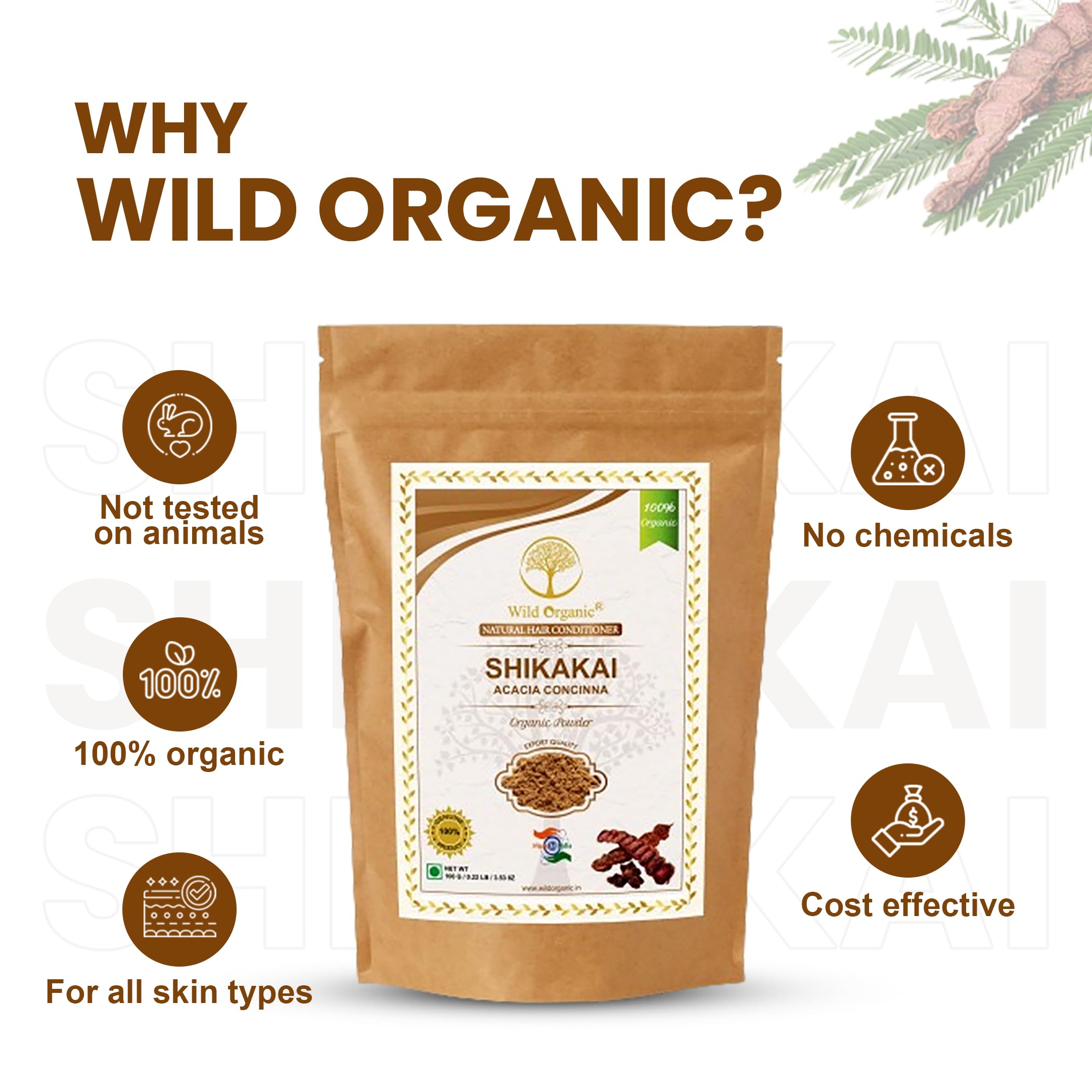 Organic Shikakai Powder (Acacia Concinna) 100g - 100% Natural Hair Conditioner & Cleanser for Strong, Shiny Hair | Best Home Remedy for Hair Growth & Scalp Care | Perfect for DIY Hair Masks & Ayurvedic Treatments