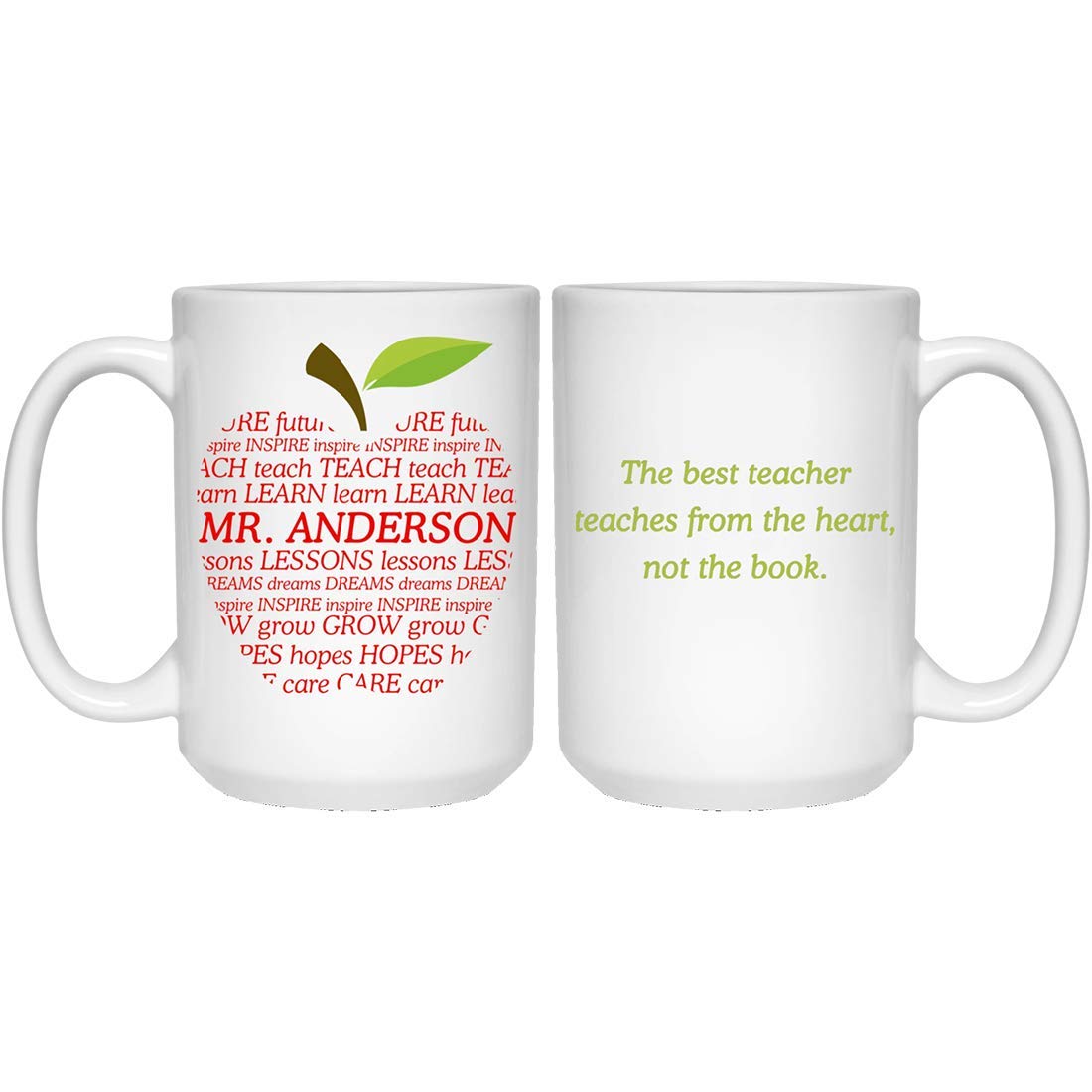 Personalized Teacher Mug with Custom Name - Inspirational Apple & Quote Design - Perfect Gift for Women Teachers (Math, PE, Art, Science, Music) - Great for Teacher Appreciation, Retirement, First Day & Desk Decor (White) - Ideal for Classroom Use, Office Gifts & Special Occasions