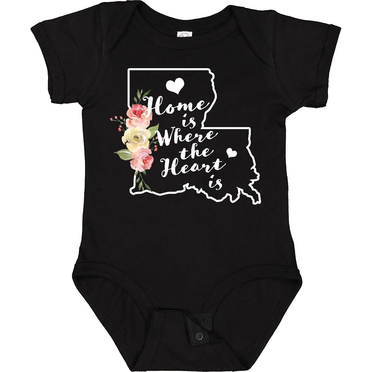 Inktastic Louisiana Home is Where The Heart is Watercolor Baby Bodysuit - Soft Cotton Infant Onesie for Newborns, Cute Gift for Baby Showers & Family Photos