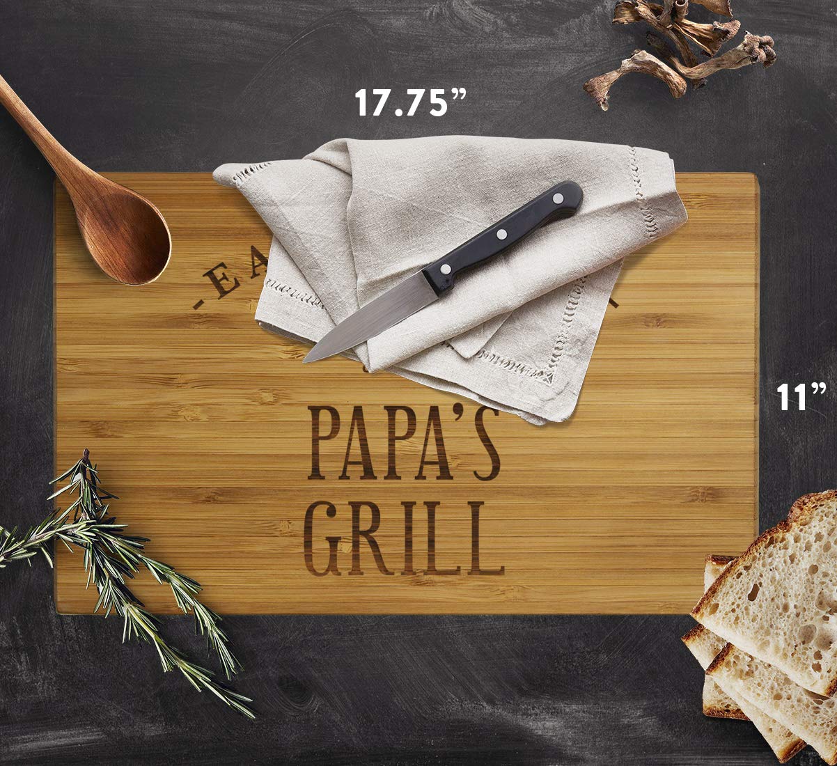 Andaz Press Large Bamboo Wood BBQ Cutting Board with Laser Engraving - 17.75 x 11-inch Chopping Board for Grilling, Serving & Food Prep - Perfect Gift for Christmas, Birthday & Chef Kitchen - Ideal for Outdoor BBQ, Picnics & Holiday Entertaining
