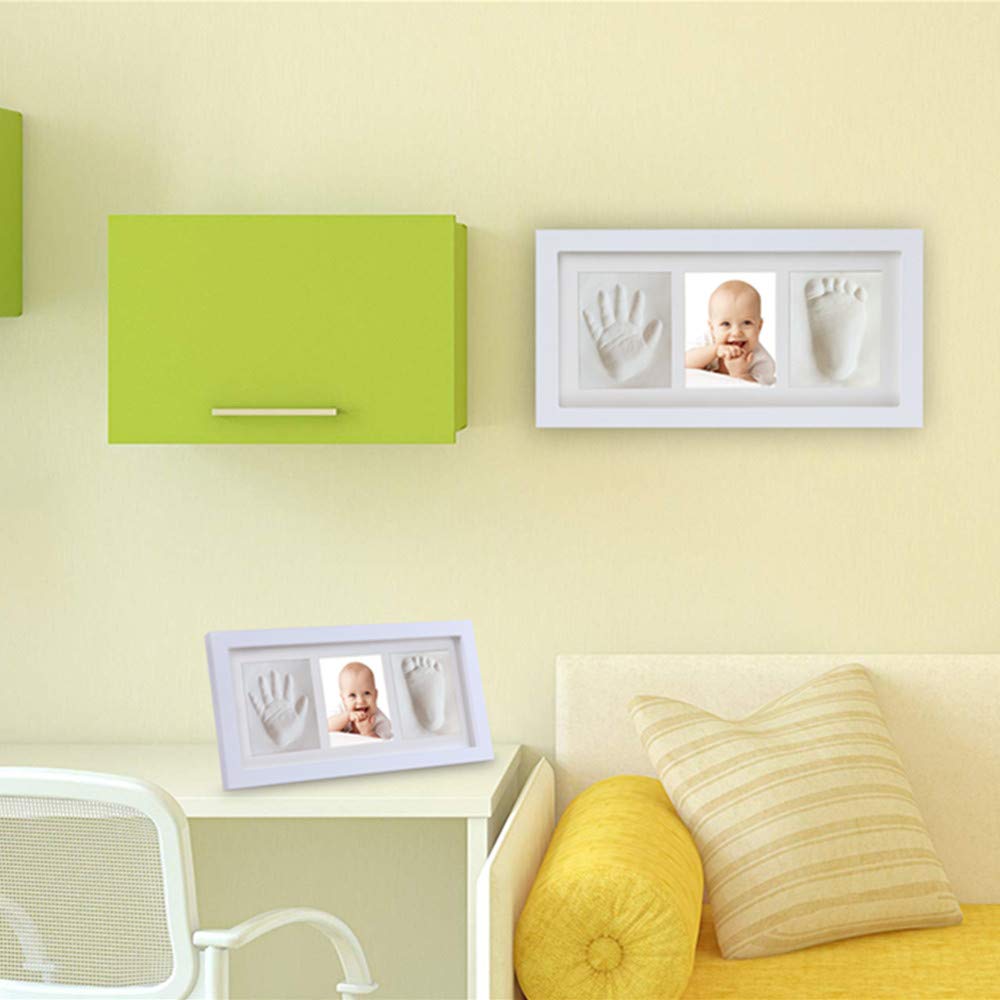 Baby Hand and Footprint Kit - Newborn Hand Casting Kit with Photo Frame - Unique Baby Shower Gift for Boys & Girls - Baptism Keepsake - Perfect for First Birthday, Christening & Family Memories (White)