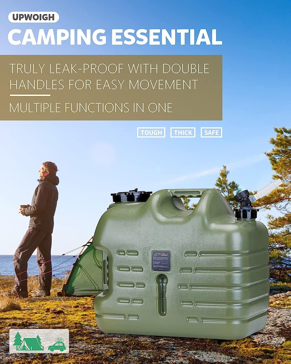 UPWOIGH 8.2 Gallon (31L) Portable Water Container - BPA Free, Leak-Proof Camping Water Jug for Outdoor Adventures, Emergency Water Storage | Perfect for Camping, Hiking, RV Trips & Disaster Preparedness