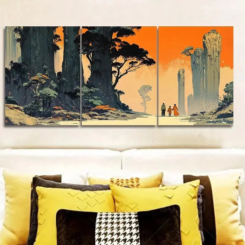 3-Piece Strange Planet (4) Wall Art Set - Framed Canvas 50x70cm - High Quality Print - 100% Australian Made - Ready to Hang - Perfect for Living Room, Bedroom & Office Decor