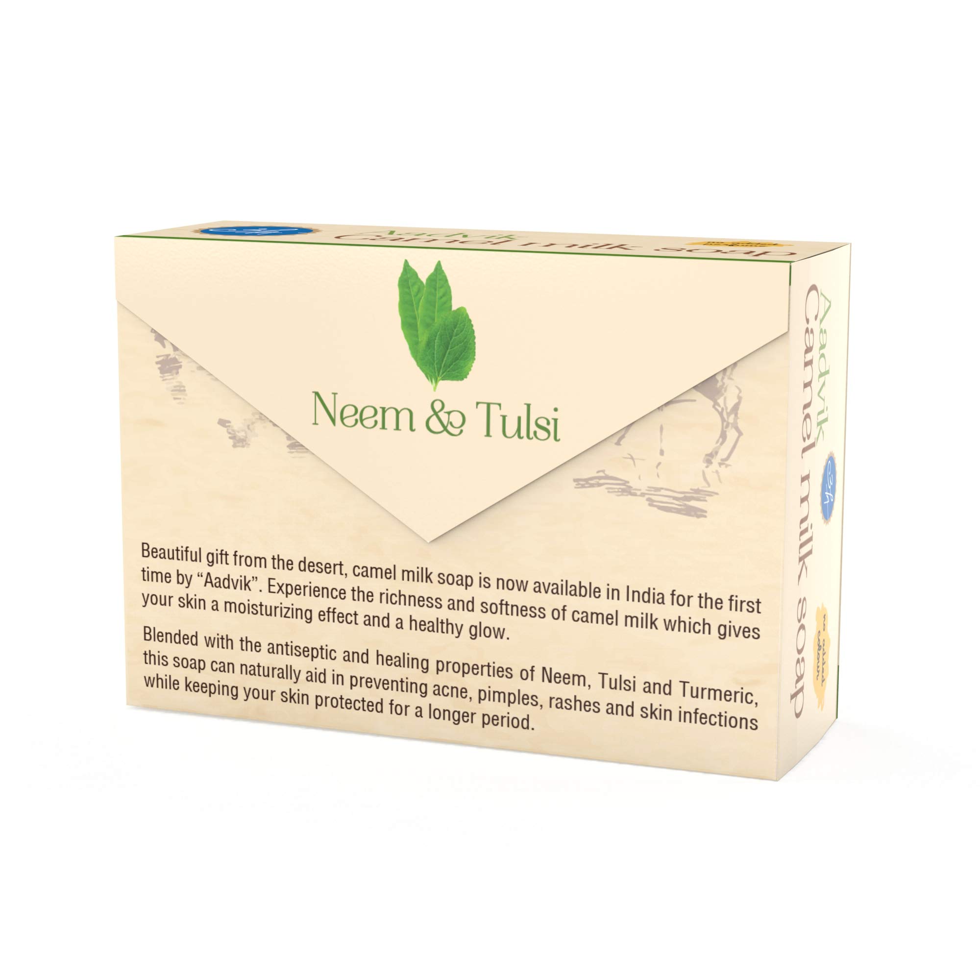 Aadvik Natural Camel Milk Soap with Neem & Tulsi - 100g | Moisturizing & Antibacterial | Perfect for Dry Skin & Acne-Prone Skin Care
