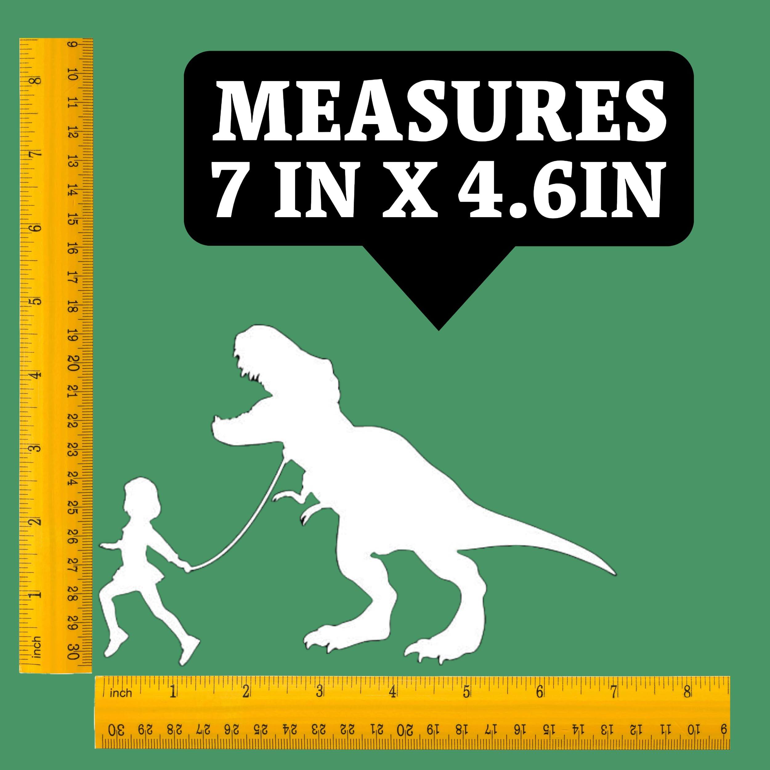 Girl Leading T-Rex Dinosaur Vinyl Decal Sticker - White 7