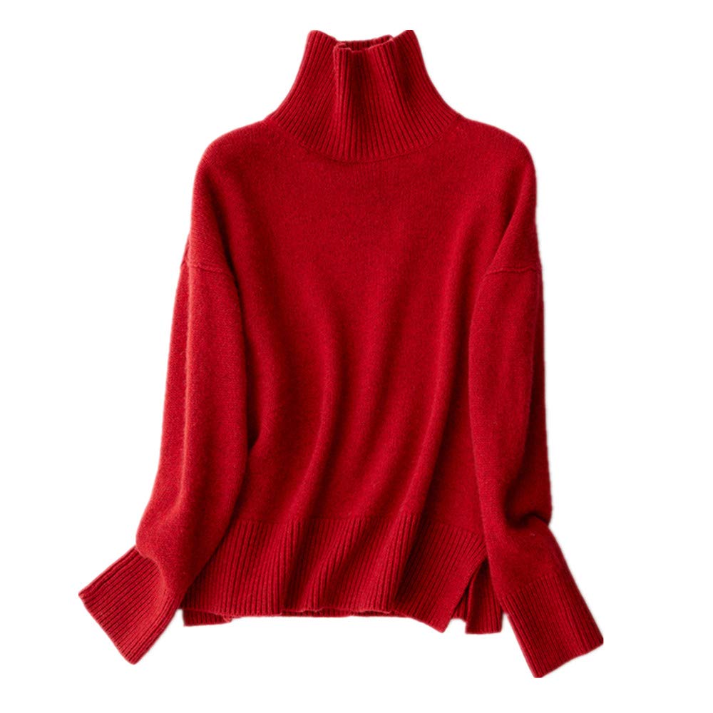 Luxury Women's High Neck Cashmere Sweater with Side Slits - Soft & Warm Winter Pullover for Office, Date & Casual Outfits