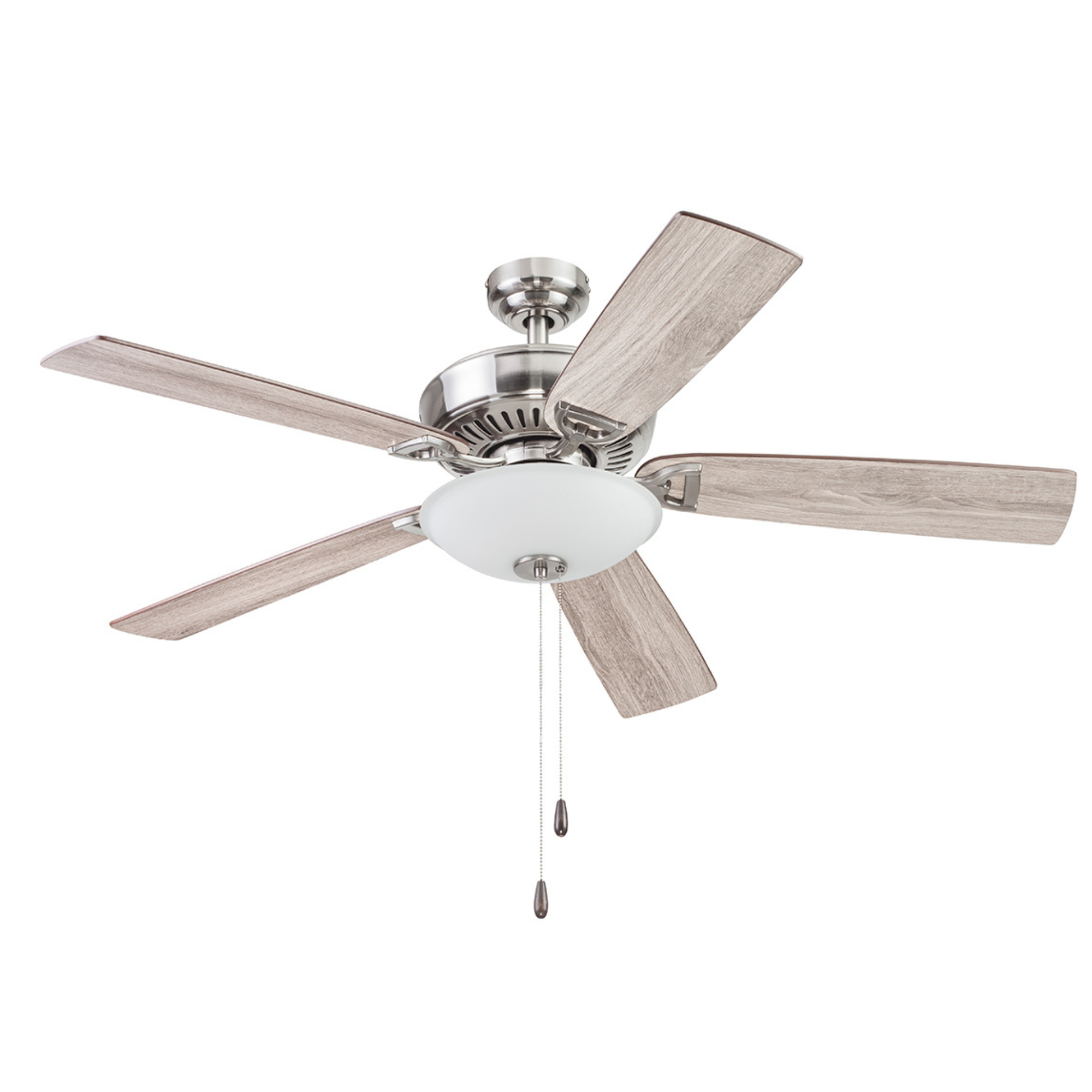 52 Inch Montlake Brushed Nickel Ceiling Fan with Pull Chain - Modern Indoor Cooling for Living Room, Bedroom & Office