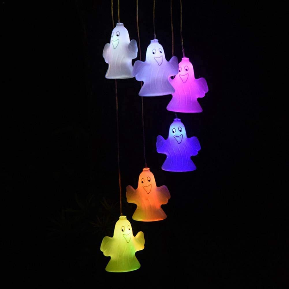 Solar Powered Ghost Wind Lights - Waterproof Halloween Outdoor Decor with Wind Chimes | Perfect for Garden, Patio, Yard & Halloween Party Decorations