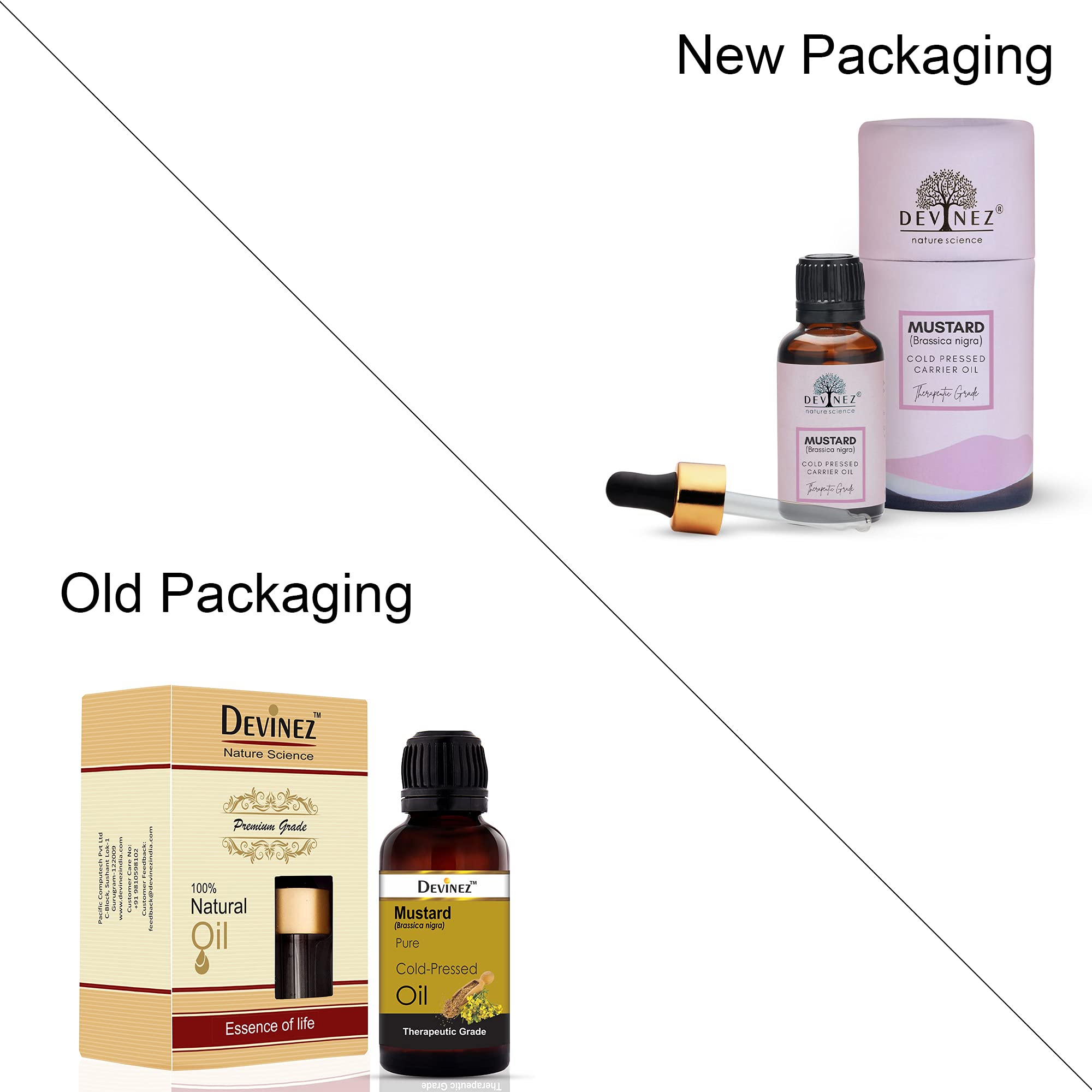 Devinez Mustard Seed Cold-Pressed Oil, 30ml - 100% Pure Natural Undiluted Oil for Hair Growth & Skin Care | Hair Loss Prevention, Natural Toner & Insect Repellent | Perfect for Daily Hair Treatment, Facial Massage & Outdoor Protection
