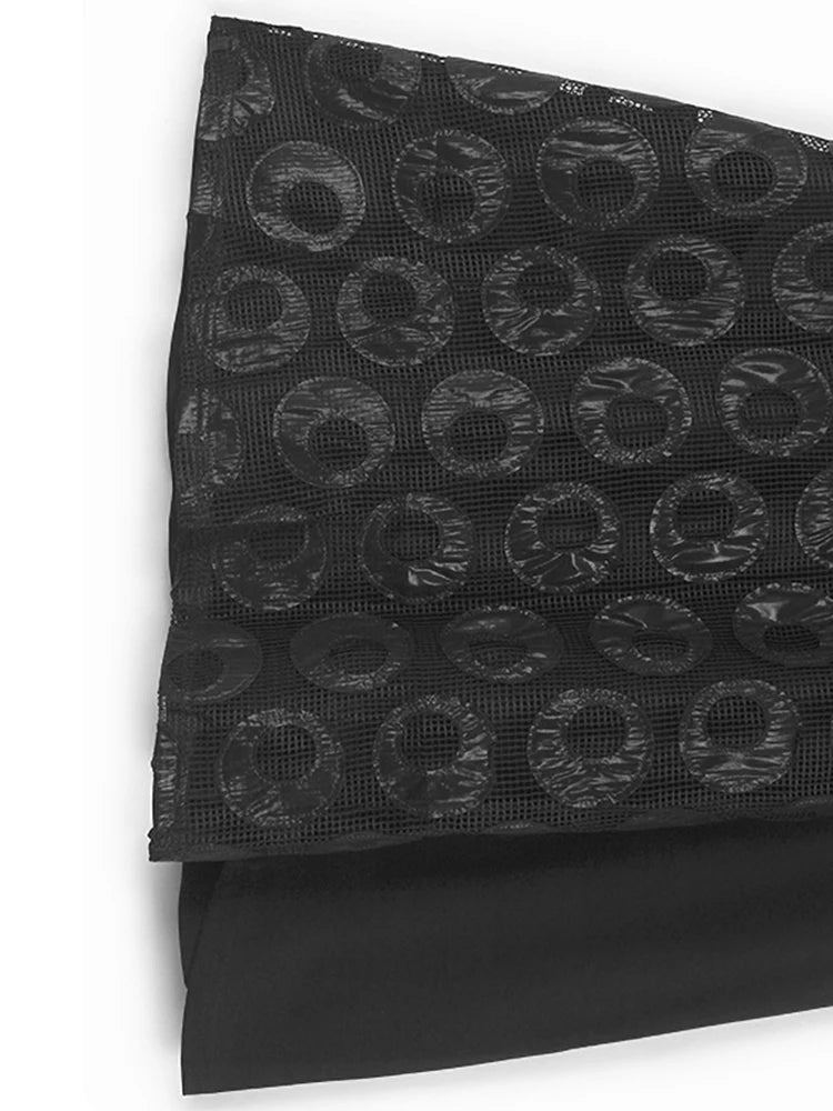 Black Dot Print T-Shirt & Hollow Out Skirt 2-Piece Set - Women's Round Neck Short Sleeve Outfit for Spring Summer 2025 | Casual Wear, Date Night, Office Chic