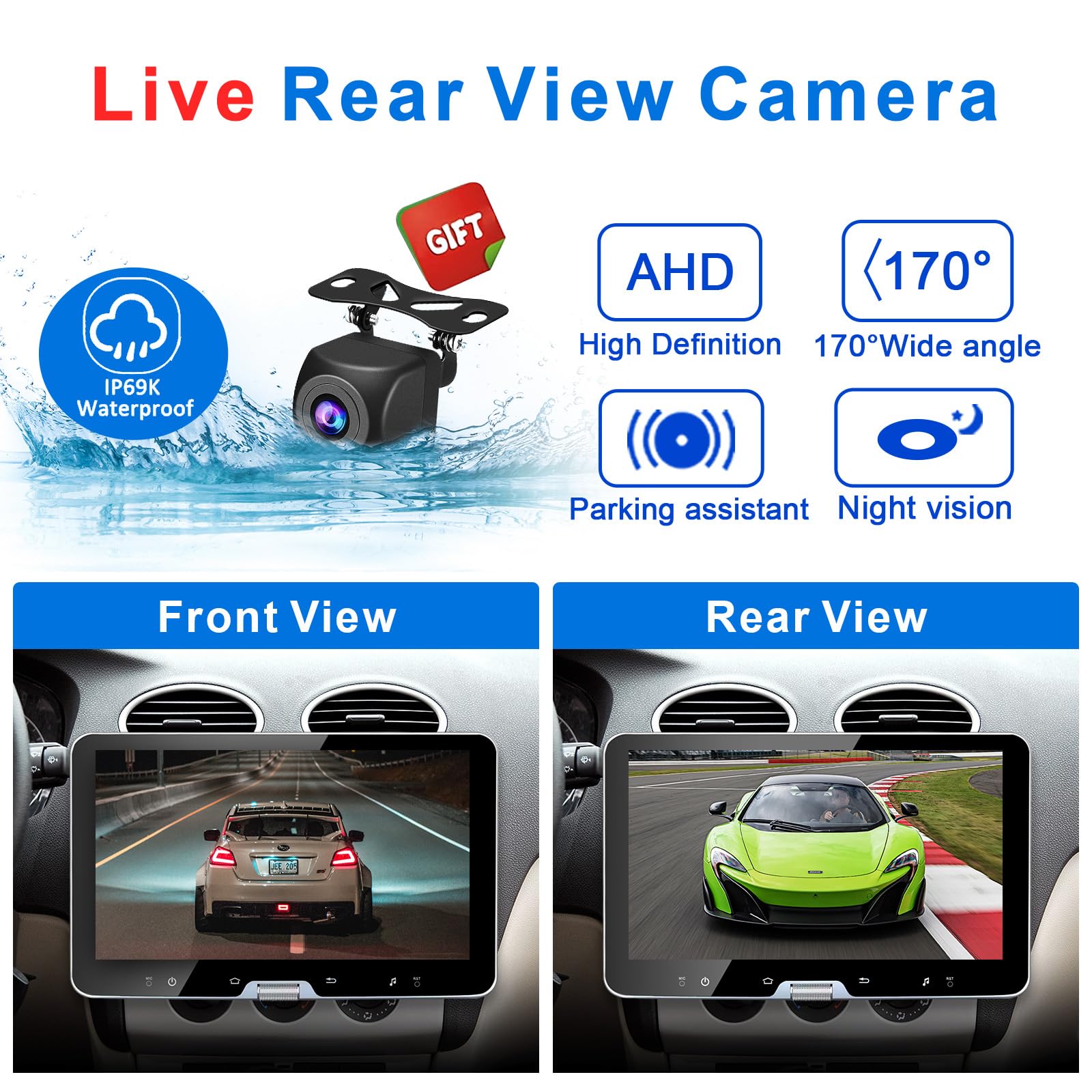 10 Inch Double Din Car Stereo Touchscreen with Wireless CarPlay & Android Auto - Detachable Android Car Radio with Physical Volume Knob, GPS Navigation, Backup Camera, WiFi & Bluetooth for Music & Video Streaming - Perfect for Road Trips & Daily Commuting