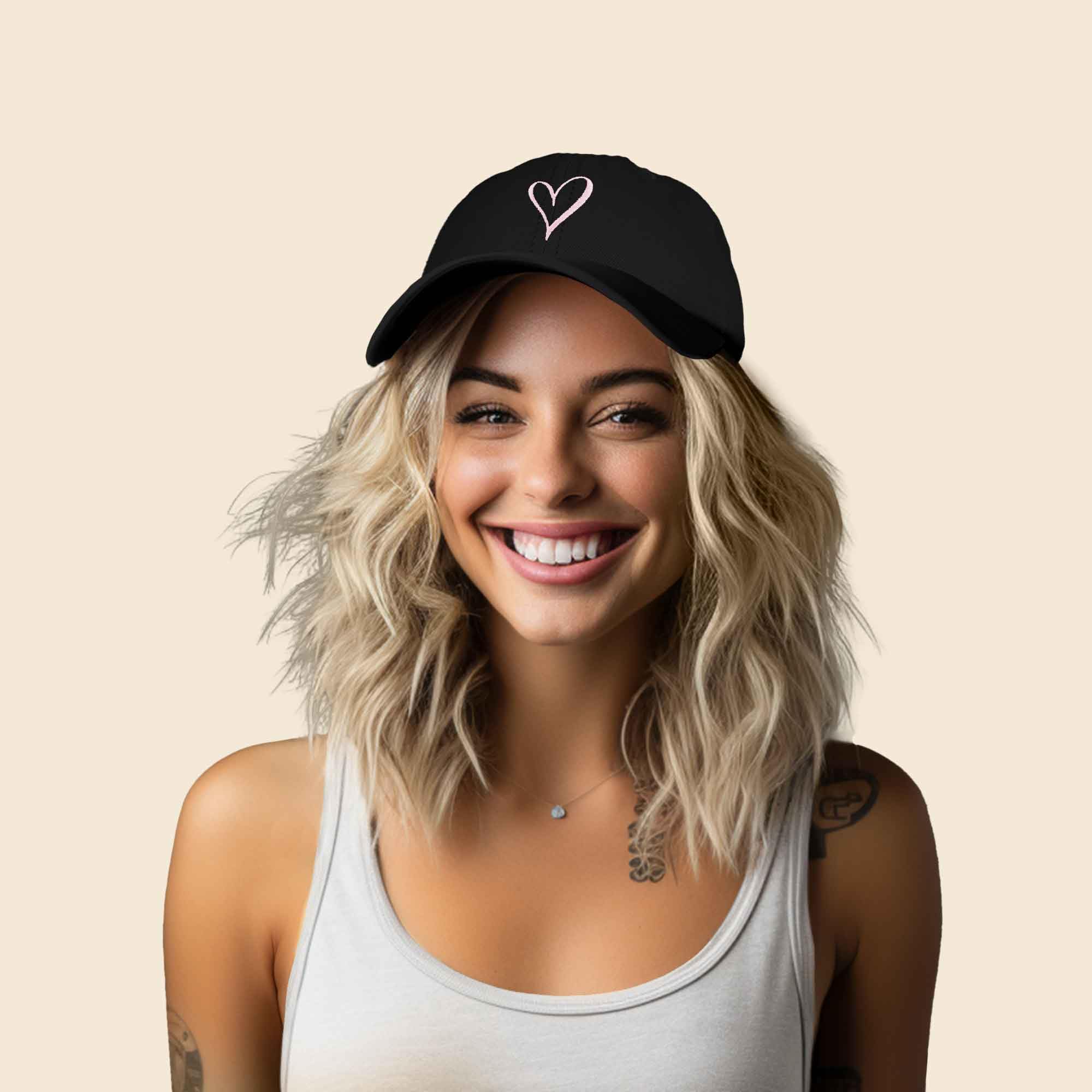 Handmade Embroidered Heart Baseball Cap for Women - Cute Fashion Accessory for Casual Outings, Dates & Outdoor Activities
