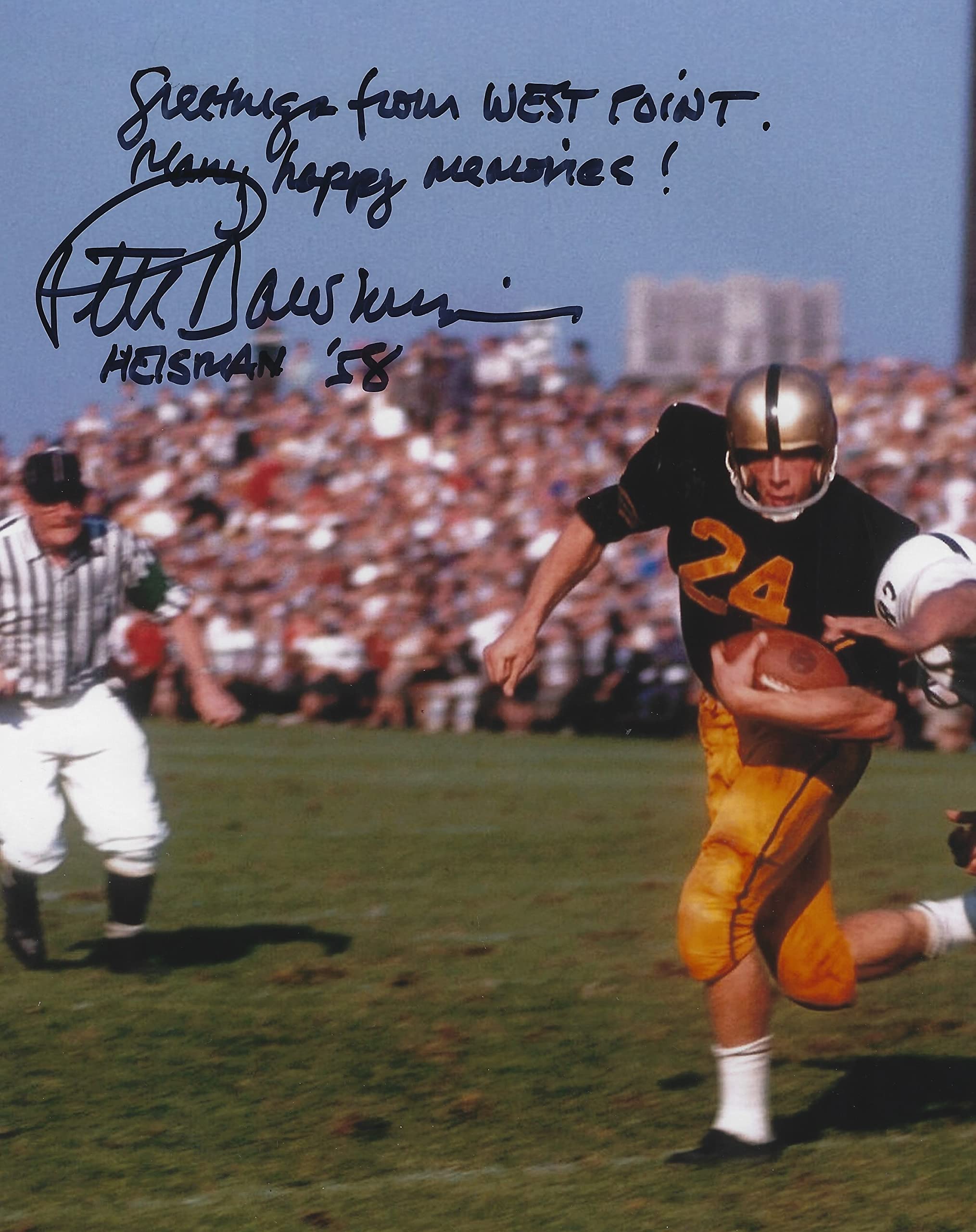 Authentic Autographed Pete Dawkins 8x10 Army Football Photo with Certificate of Authenticity - Perfect for Military Memorabilia Collectors and Sports Fans Display
