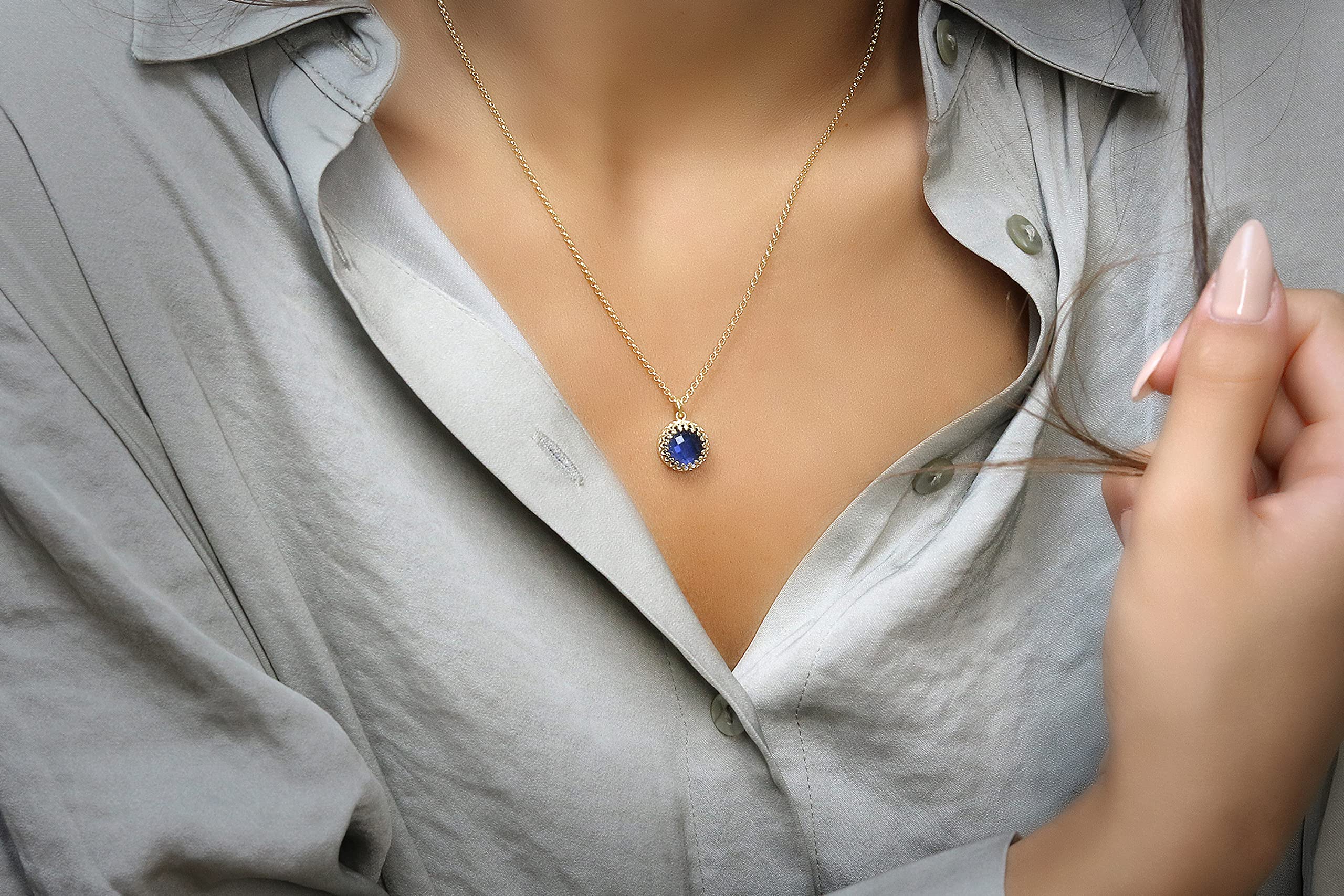Sapphire Necklace - Handmade Gemstone Pendant Jewelry for Women | Birthday & Everyday Wear