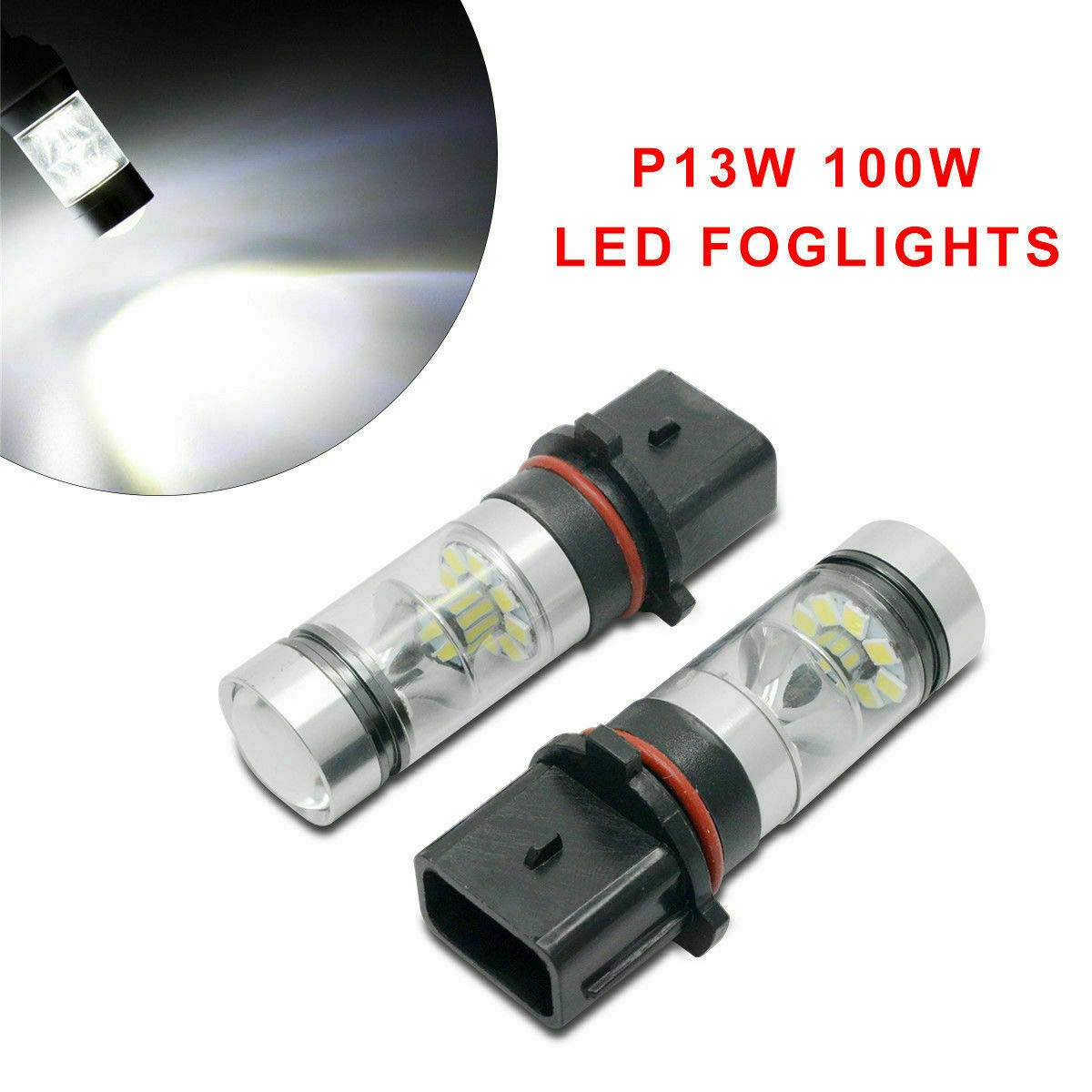 TOTMOX 2PCS P13W 100W LED Car Light Bulbs - Super Bright White Fog Lights, Low Beam & Daytime Running Lights for Cars, Trucks, SUVs | Perfect for Night Driving, Off-Road Adventures & Enhanced Visibility