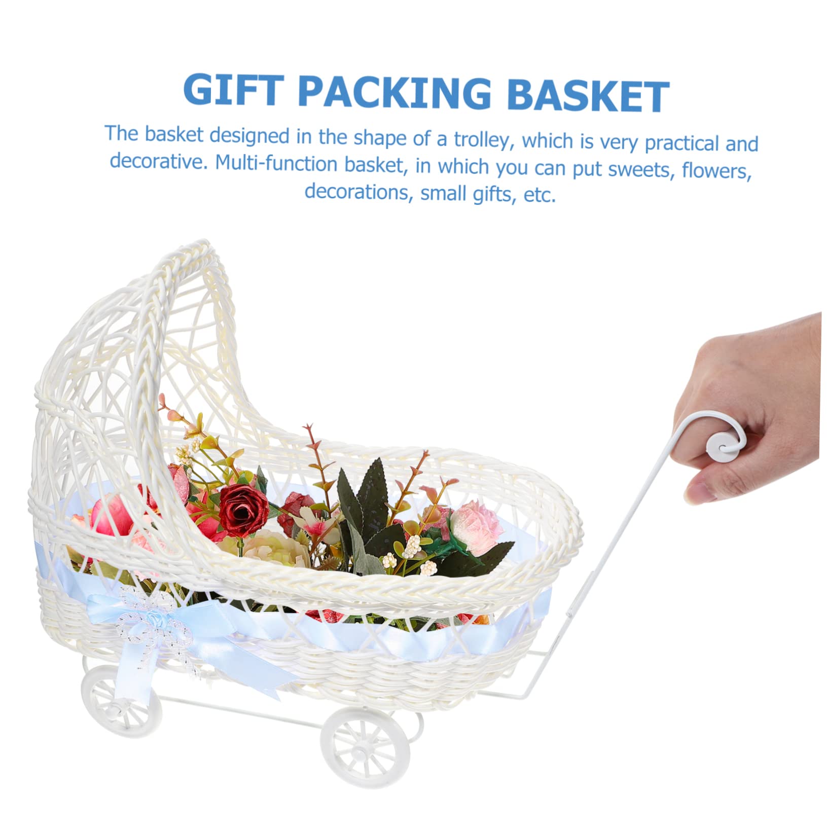 VICASKY 4-Piece Set Small Woven Baskets - Wedding Favors, Flower Baskets, Shower Party Supplies, Candy Storage - Perfect for Baby Showers, Bridal Decor & Home Organization